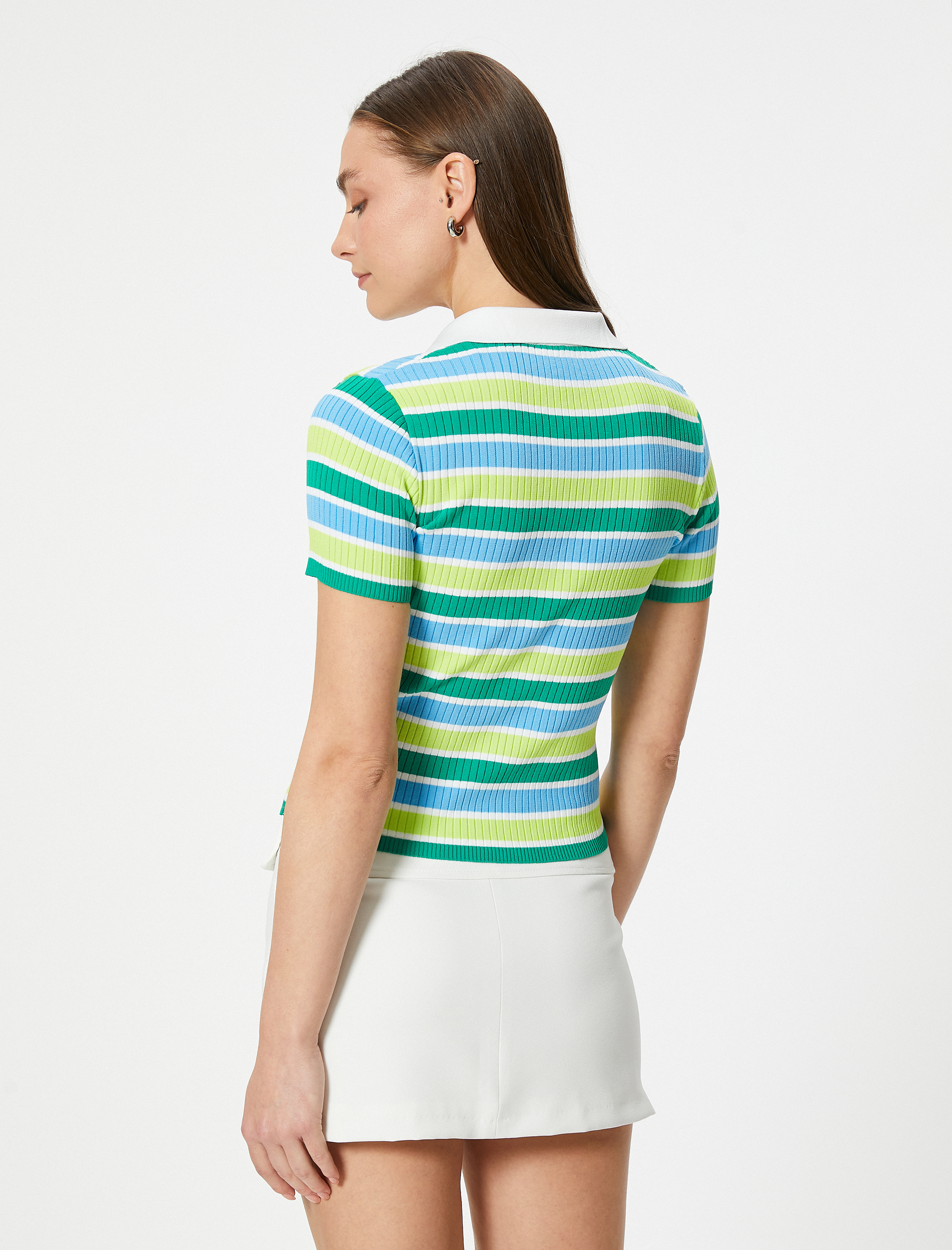   Polo Yaka Tişört Kısa Kollu Ribanalı