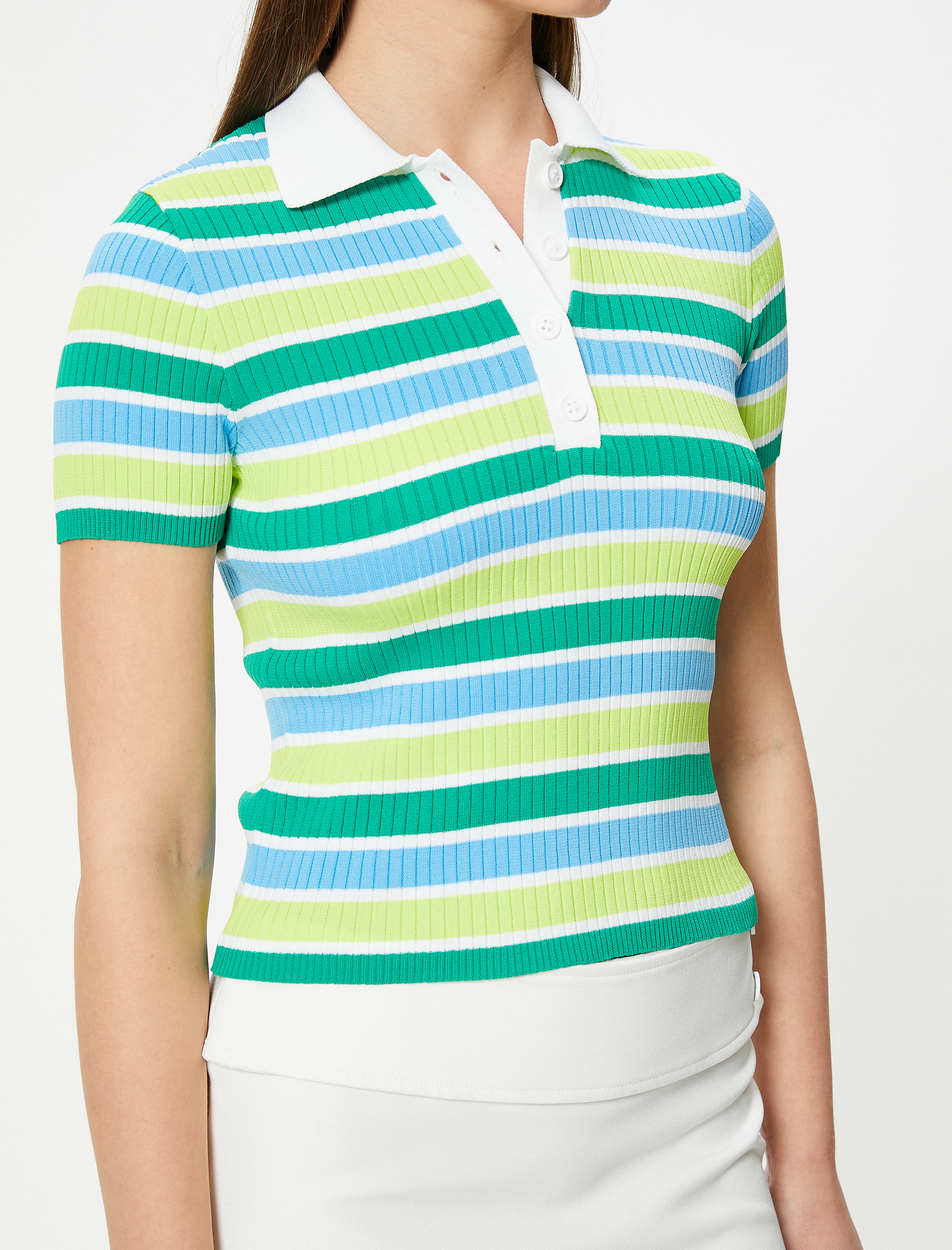   Polo Yaka Tişört Kısa Kollu Ribanalı