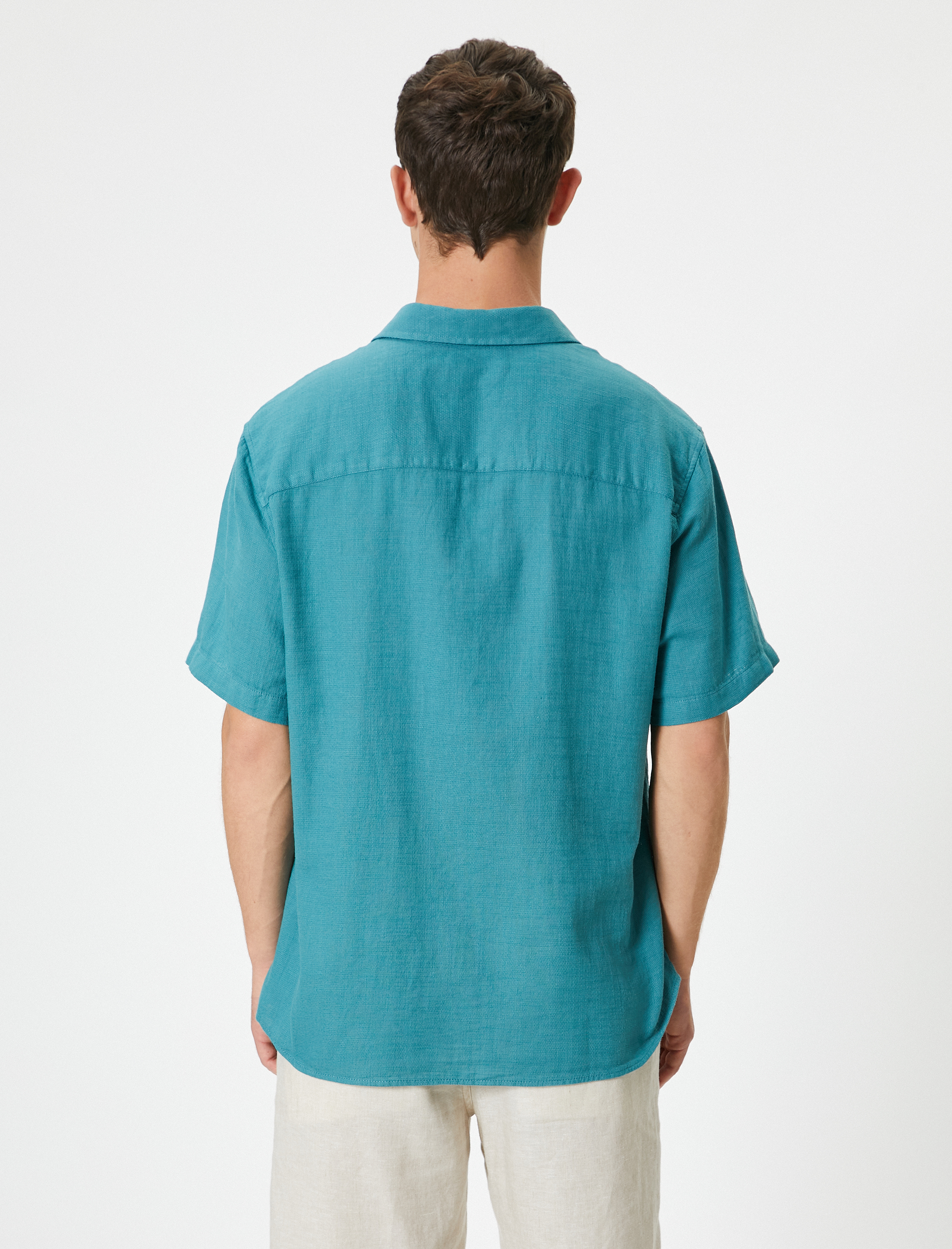   Yazlık Gömlek Kısa Kollu Klasik Yaka Düğmeli Pamuklu Regular Fit