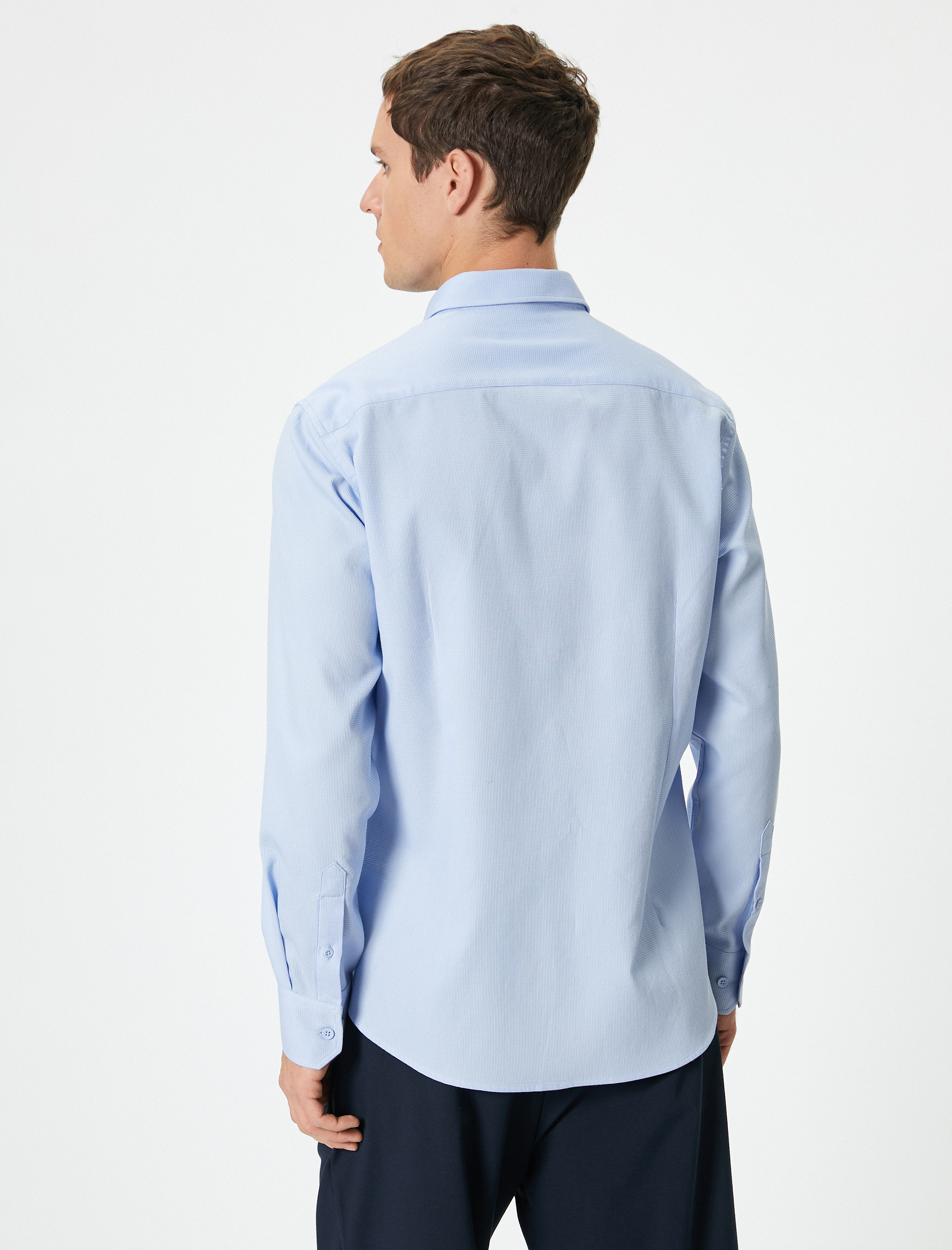   Slim Fit Uzun Kollu Yarım İtalyan Yaka Gömlek