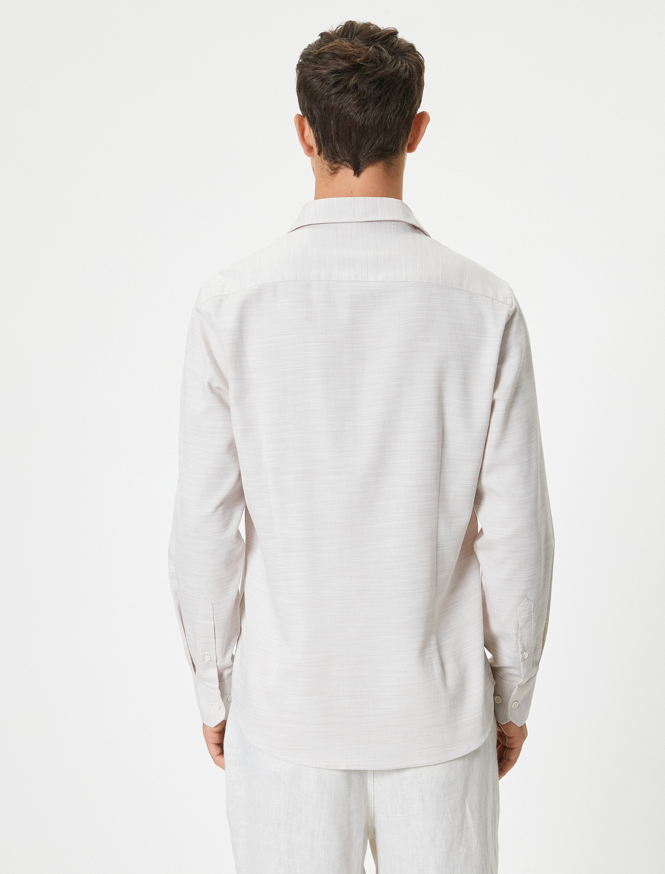 Klasik Yaka Düğmeli Pamuklu Uzun Kollu Slim Fit Gömlek