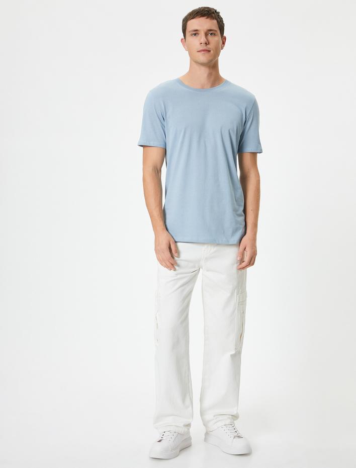  Basic Tişört Slim Fit Bisiklet Yaka Kısa Kollu