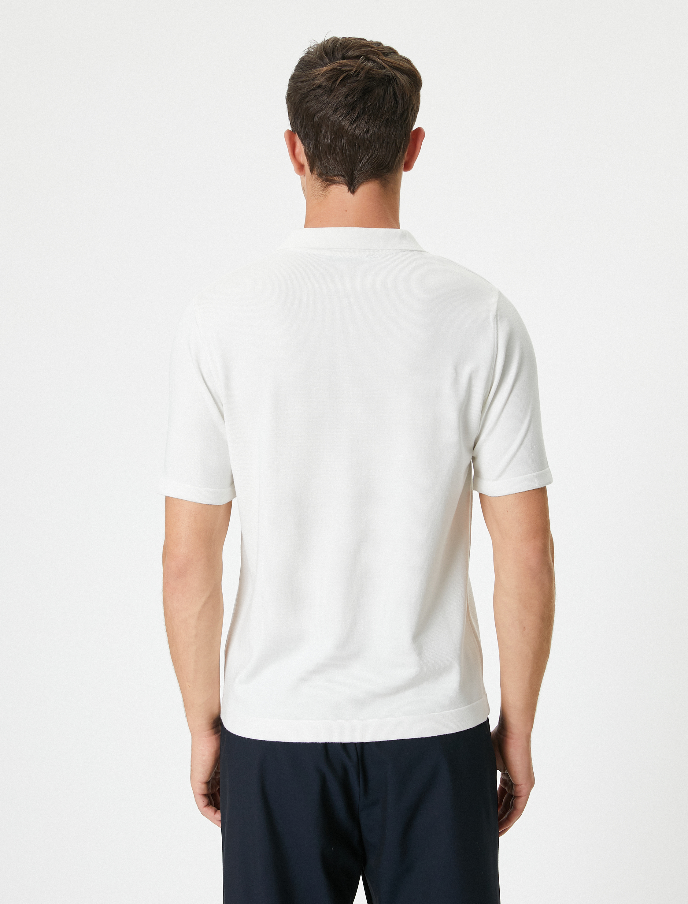   Polo Yaka Triko Tişört Yarım Fermuarlı Kısa Kollu