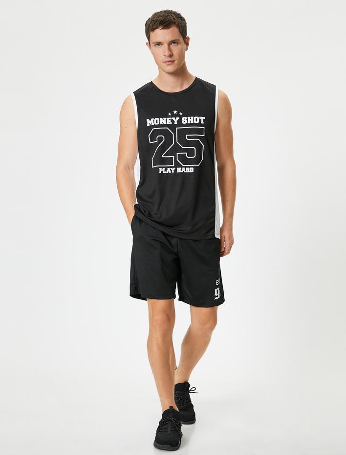  Spor Atlet Basketbol Baskılı Yuvarlak Yaka