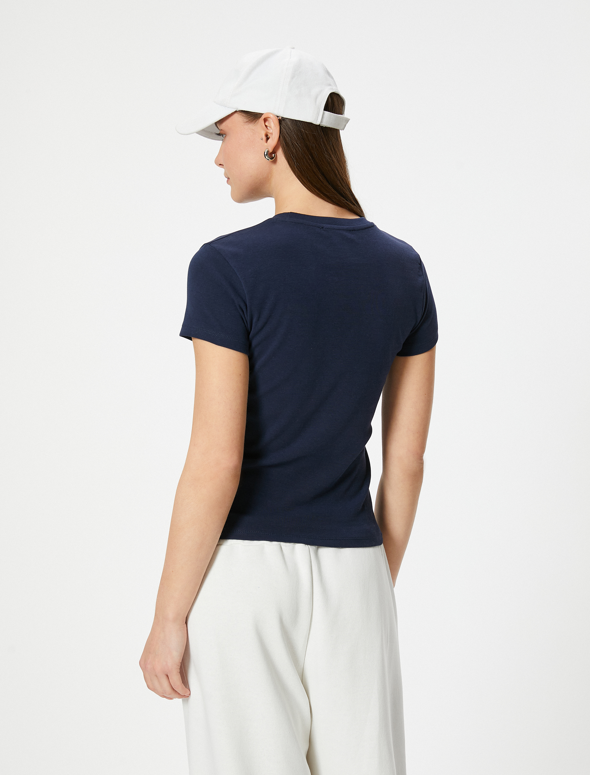   Baskılı Tişört Kısa Kollu Bisiklet Yaka Pamuklu