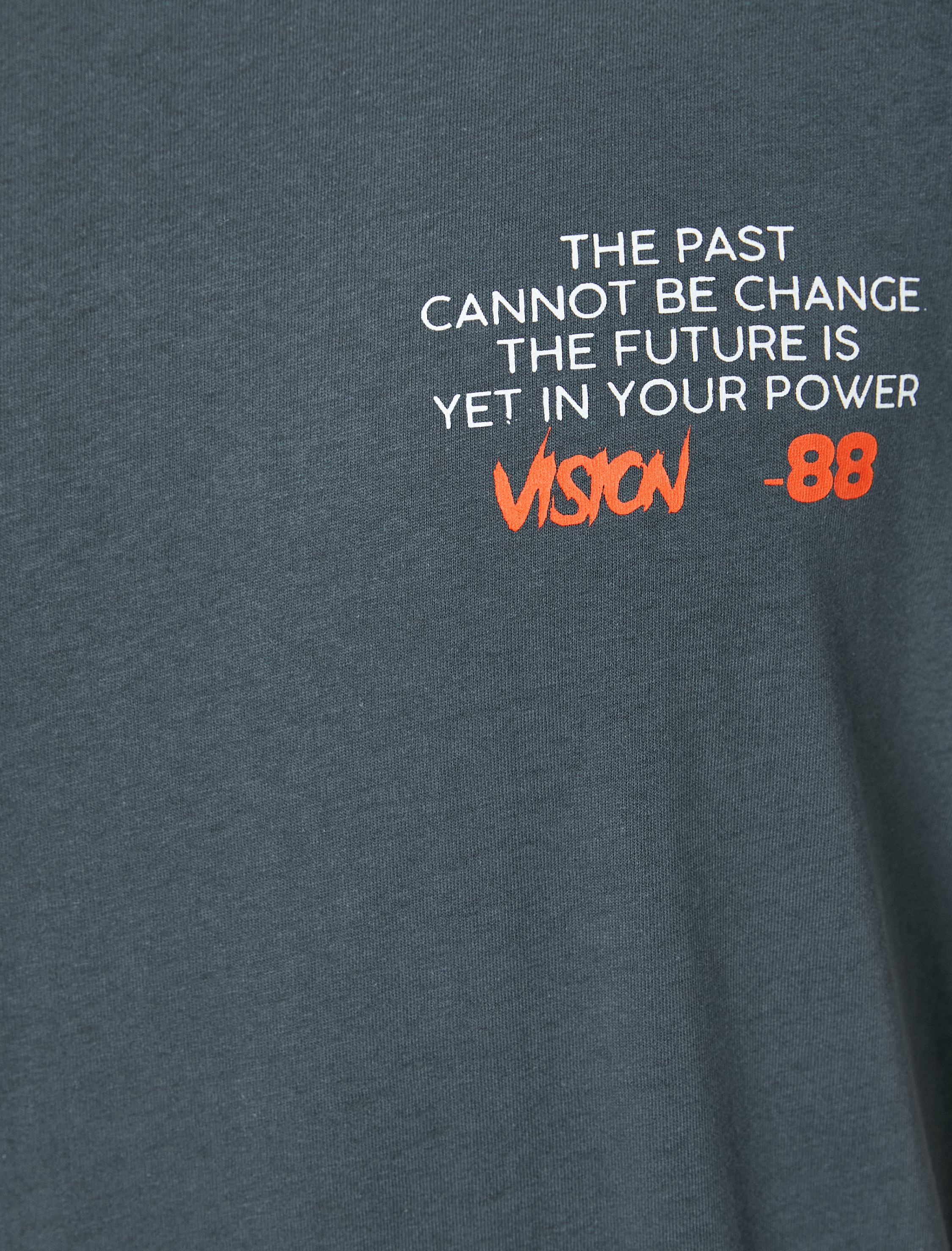   Slim Fit Tişört Slogan Baskılı Bisiklet Yaka Kısa Kollu Pamuklu