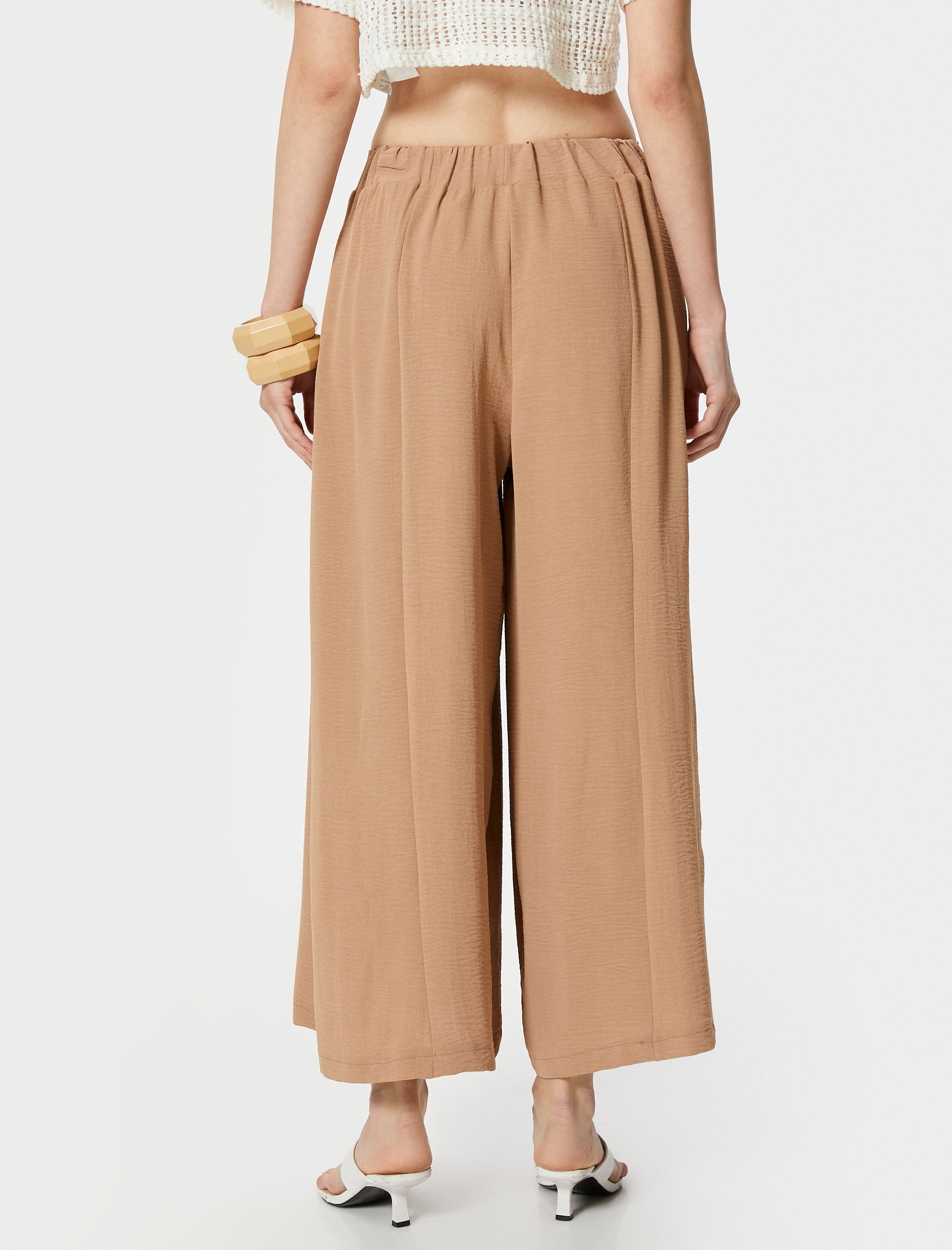   Pantolon Etek Geniş Paça Rahat Kalıp Aerobin Kumaş Standart Bel