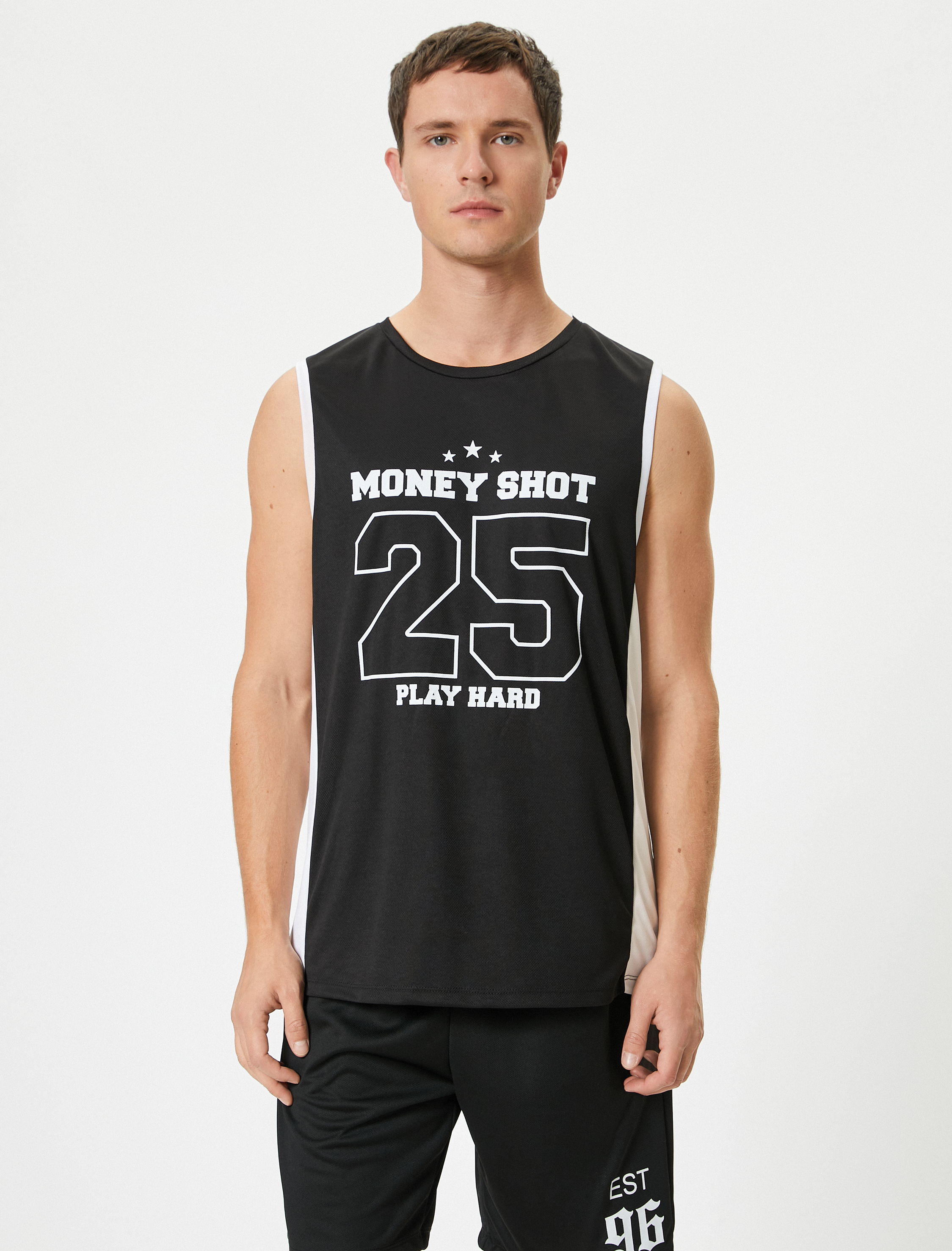 Spor Atlet Basketbol Baskılı Yuvarlak Yaka