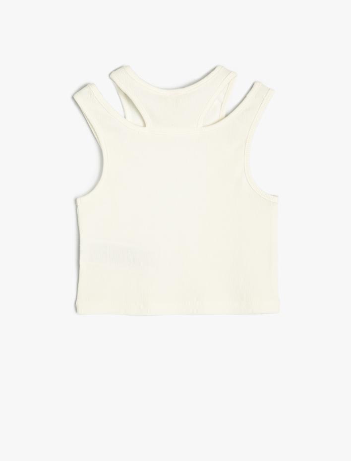 Kız Çocuk Atlet Pencere Detaylı Çift Askılı Pamuklu