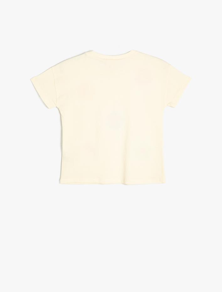 Kız Bebek Tişört Kısa Kollu Bisiklet Yaka Cep Detaylı Pamuklu