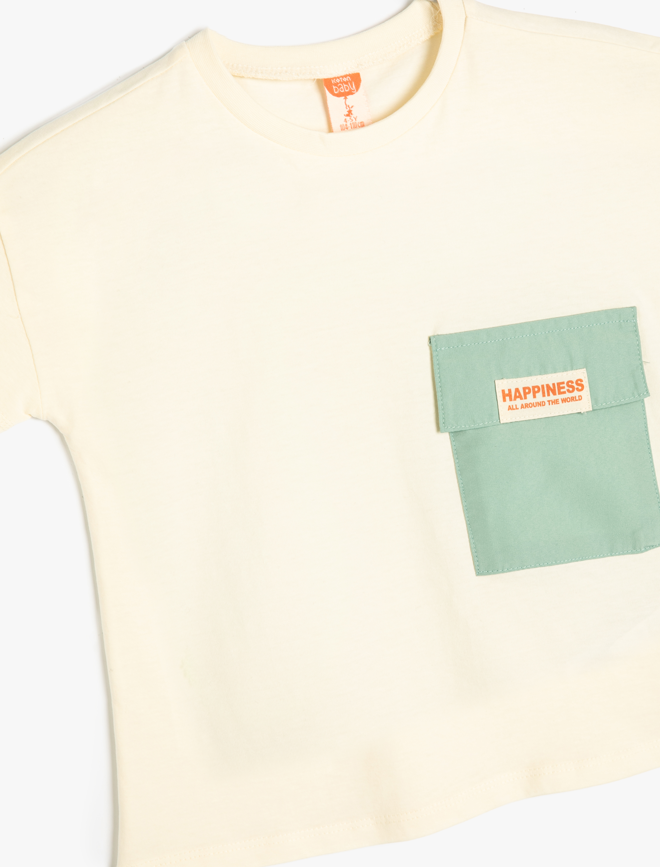  Kız Bebek Tişört Kısa Kollu Bisiklet Yaka Cep Detaylı Pamuklu