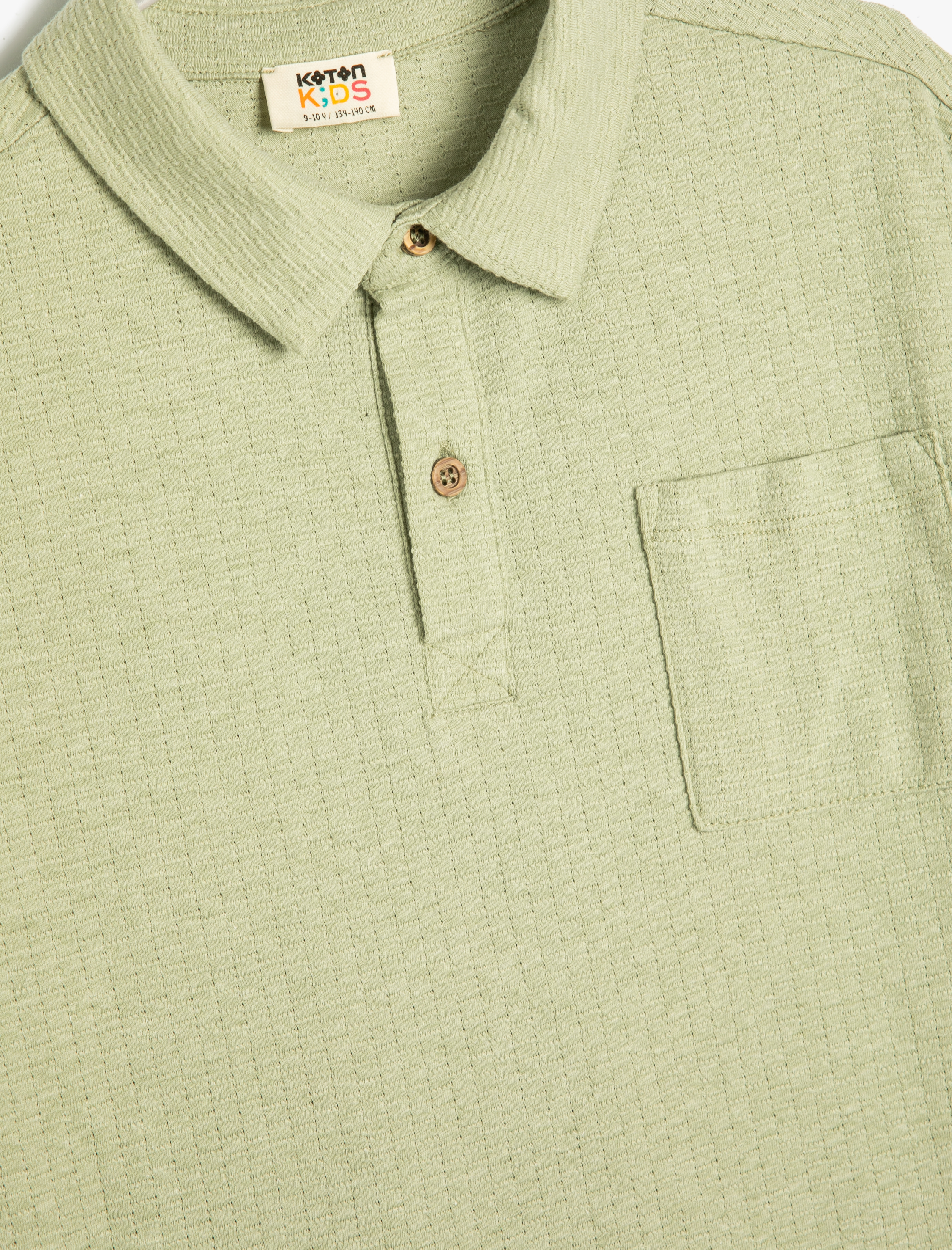  Erkek Çocuk Basic Polo Yaka Tişört Kısa Kollu Tek Cepli