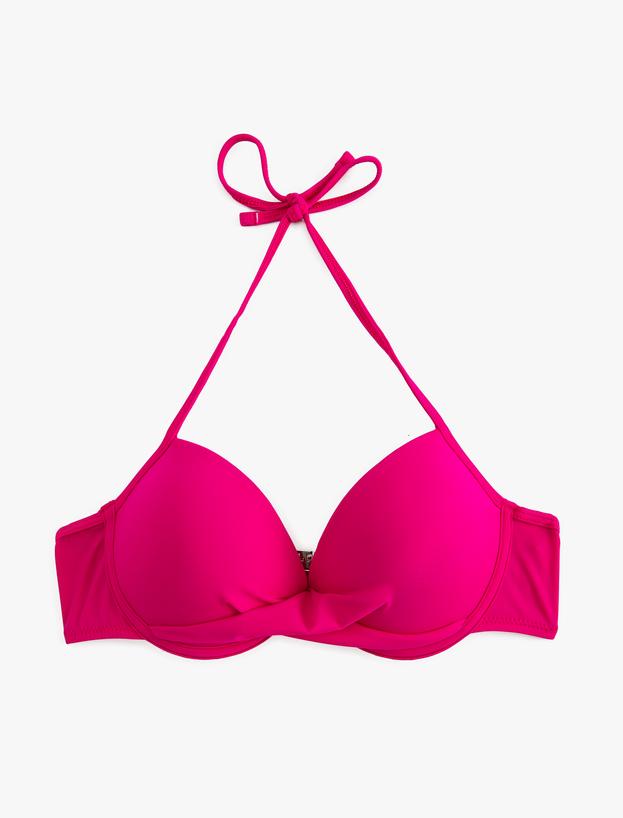 Balenli Bikini Üstü Dolgulu Push Up Drape Detaylı Boyundan Bağlamalı_0