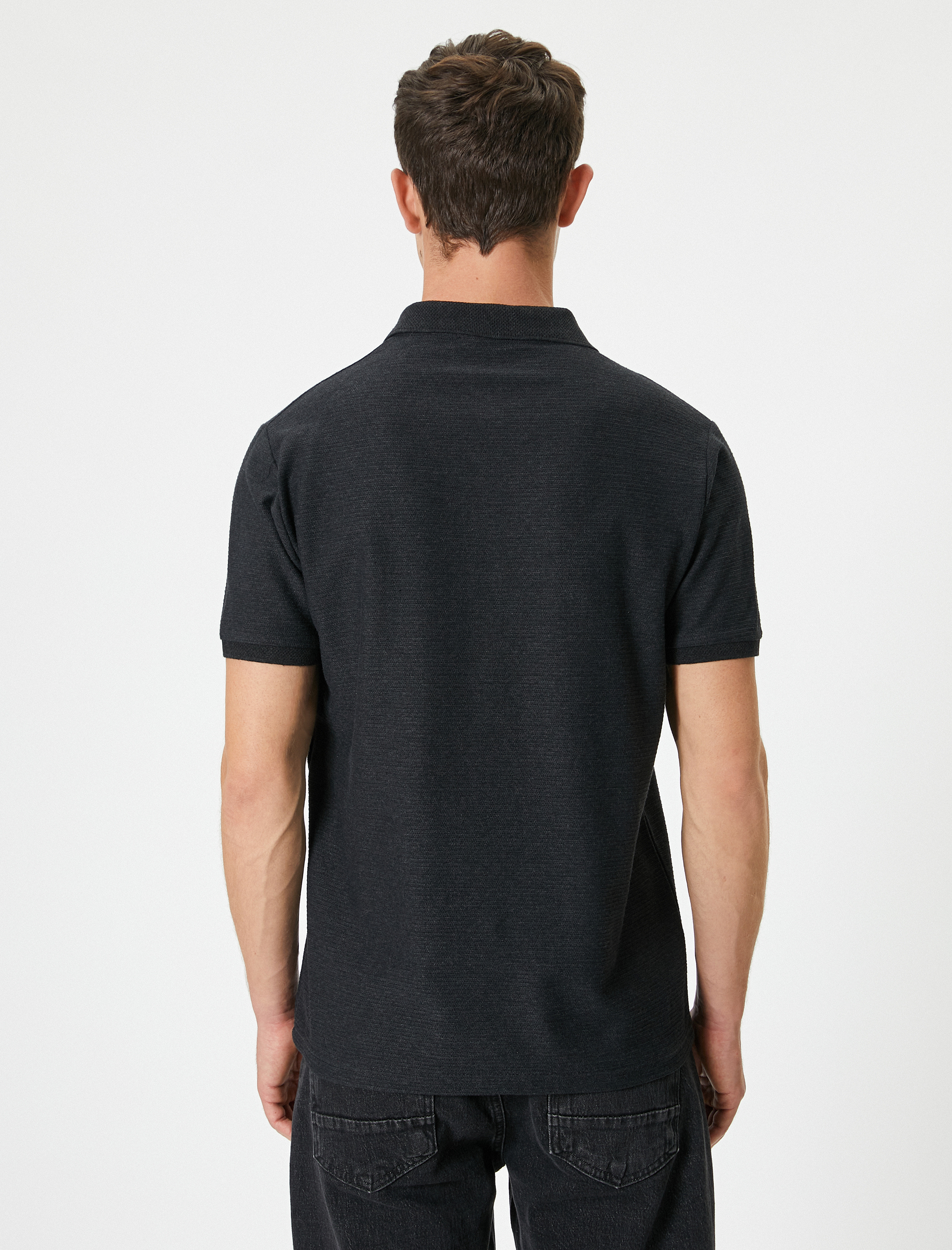 Polo Yaka İnce Triko Tişört Kısa Kollu Düğmeli Slim Fit