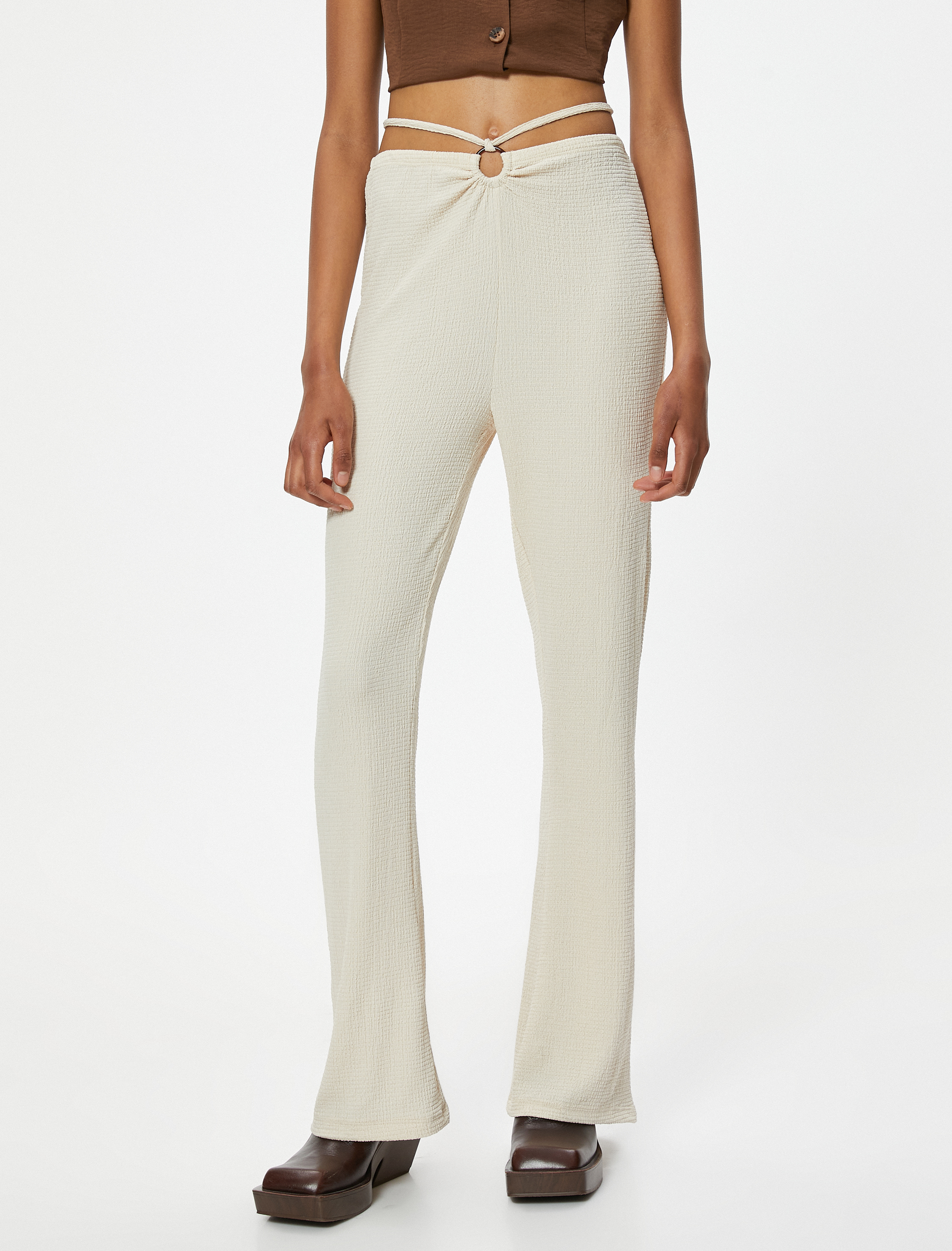   Metal Aksesuarlı Pantolon Bağlama Detaylı Slim Fit Bürümcük