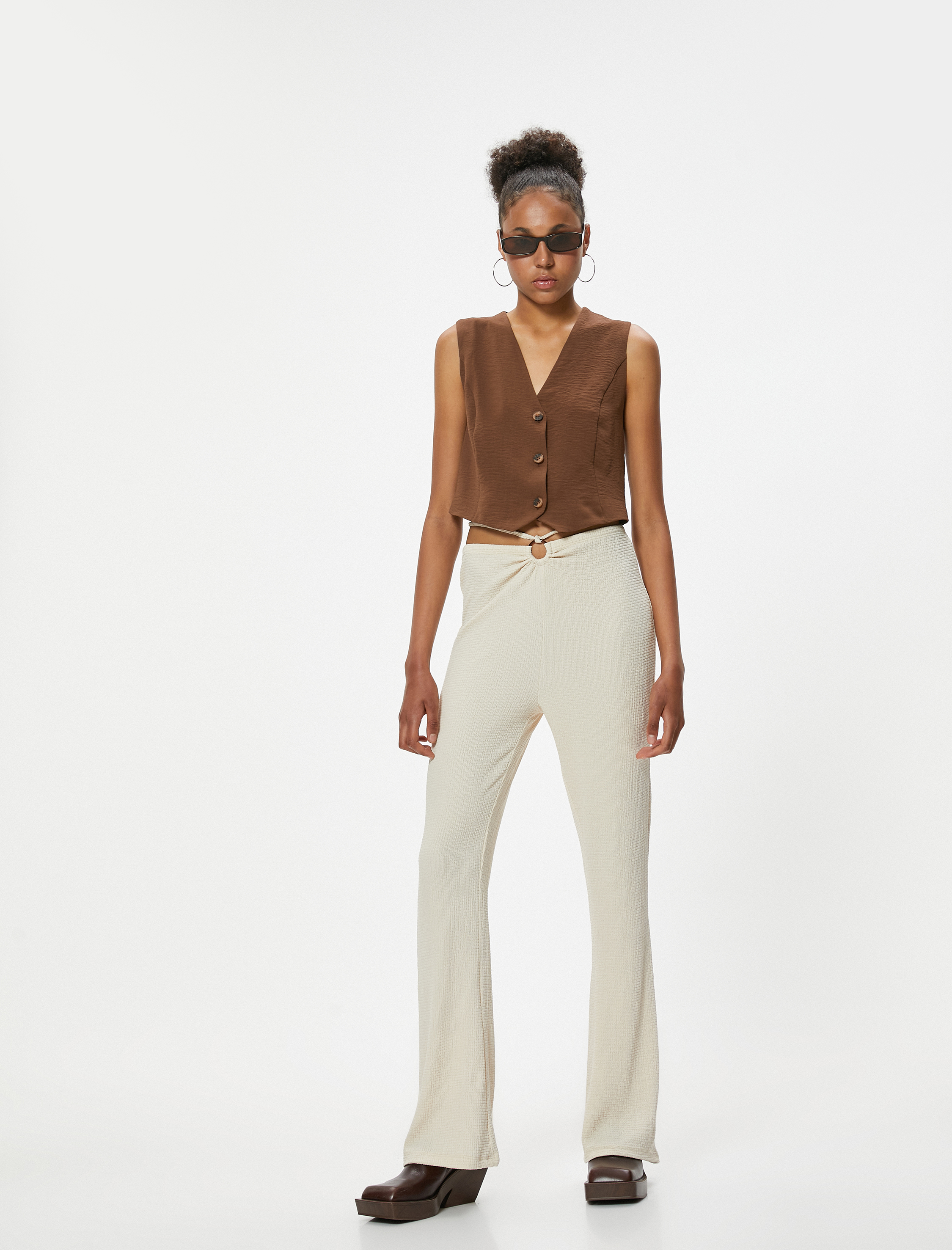   Metal Aksesuarlı Pantolon Bağlama Detaylı Slim Fit Bürümcük