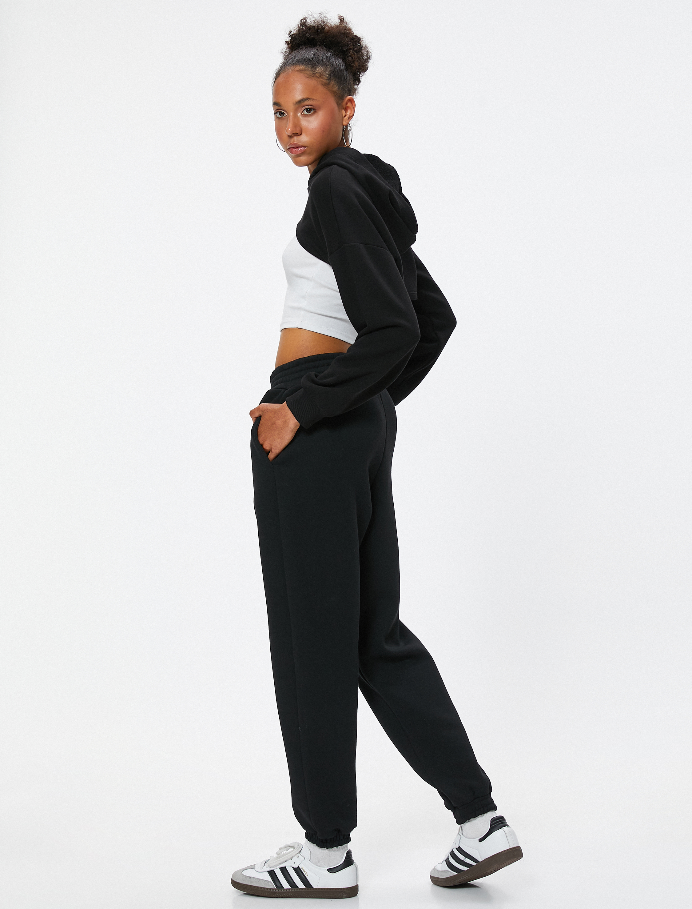   Şardonlu Rahat Kesim Jogger Eşofman Altı Lastikli Cepli