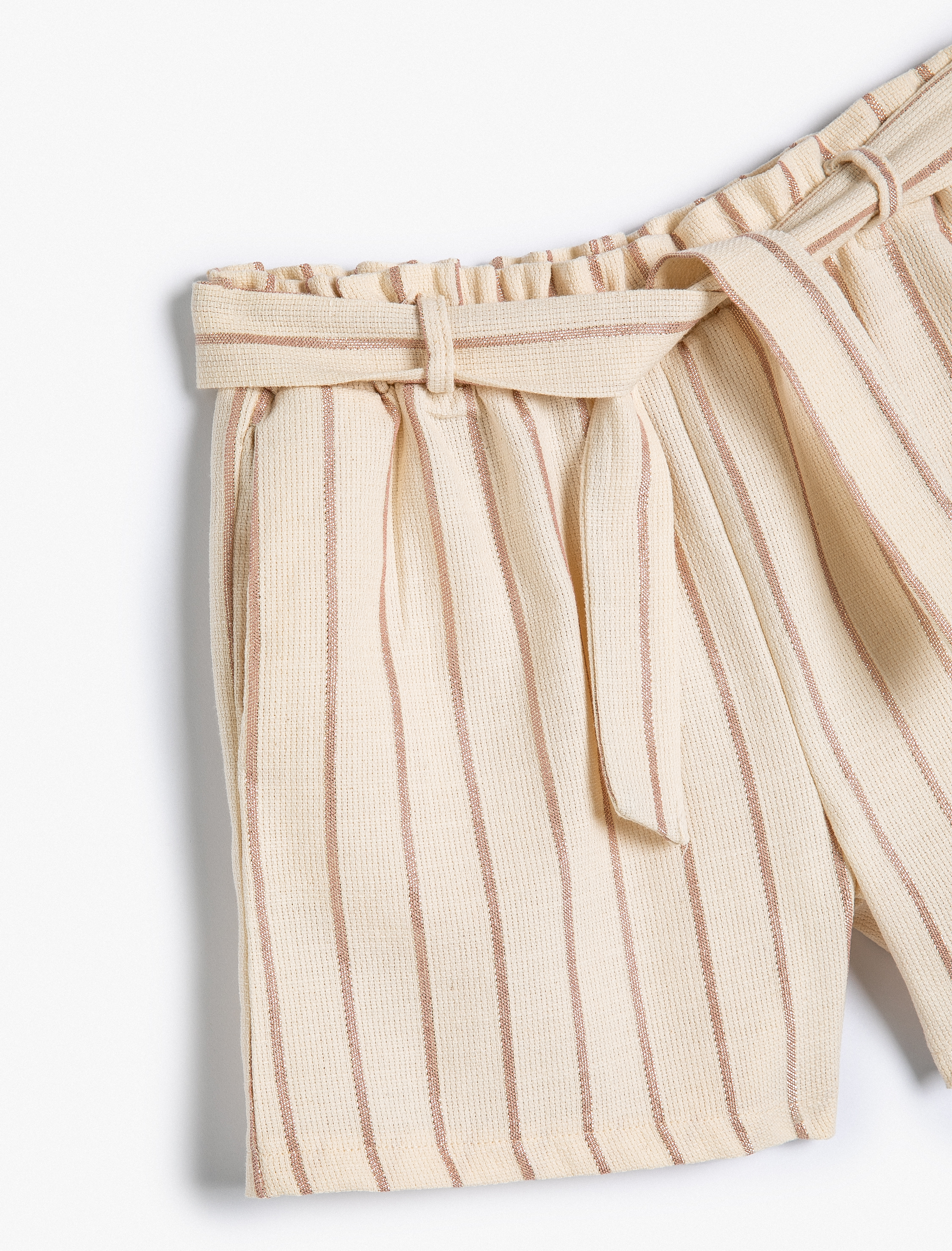  Kız Çocuk Şort Kemer Detaylı Cepli Beli Lastikli Pamuklu