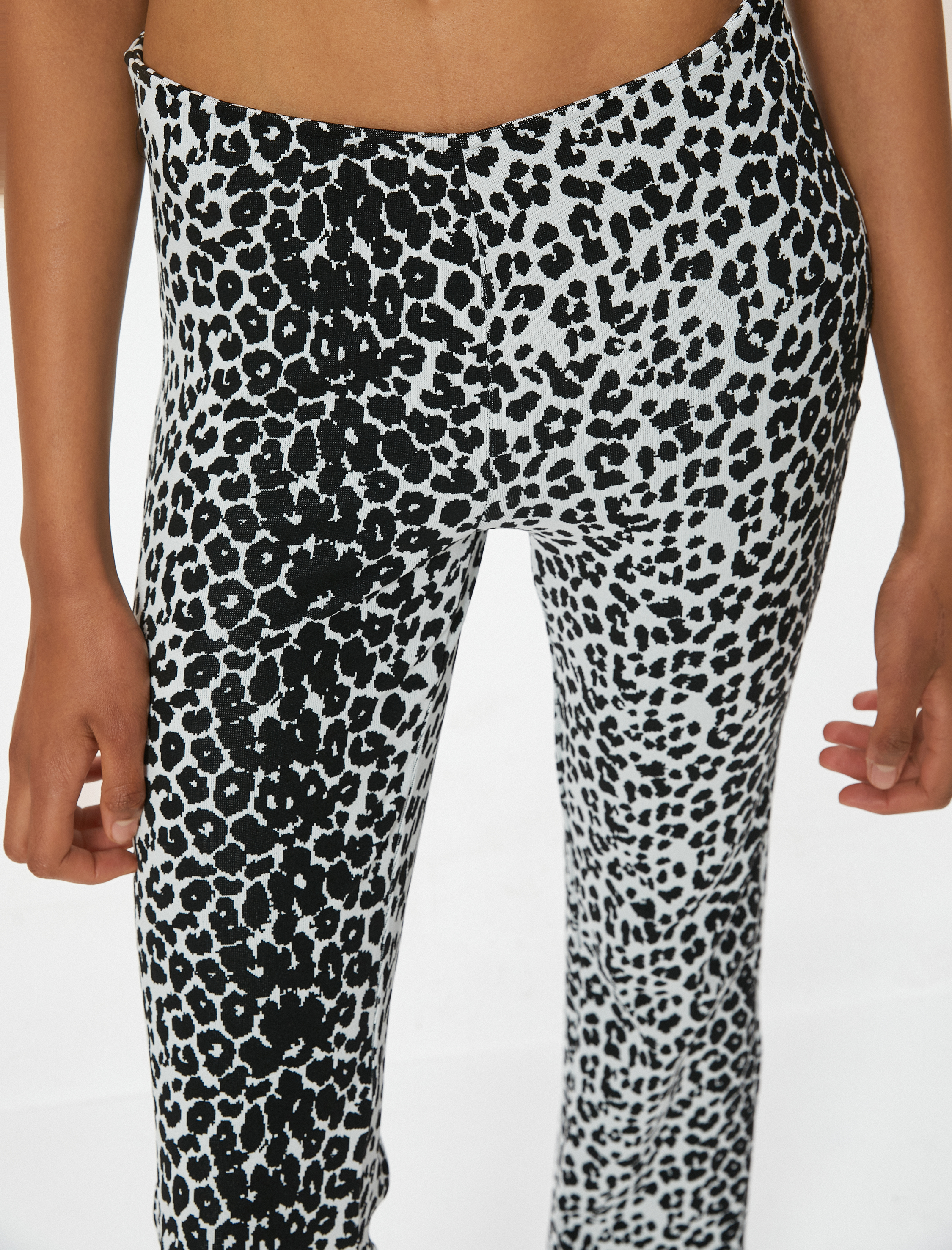   Leopar Desenli Tayt Pantolon İspanyol Paça Slim Fit