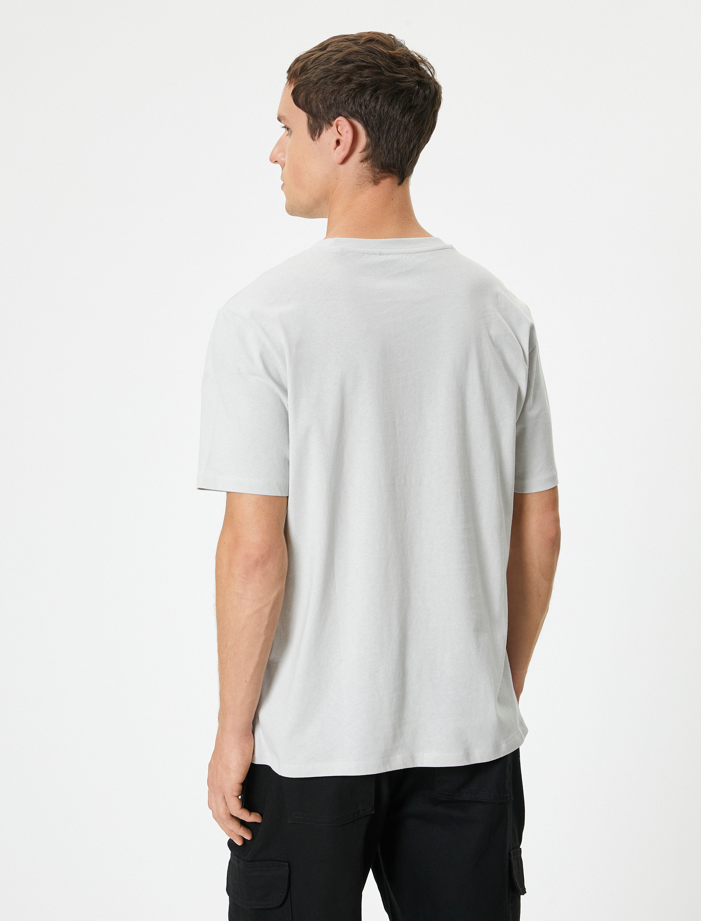   Kolej Tişört Baskılı Bisiklet Yaka Kısa Kollu Pamuklu