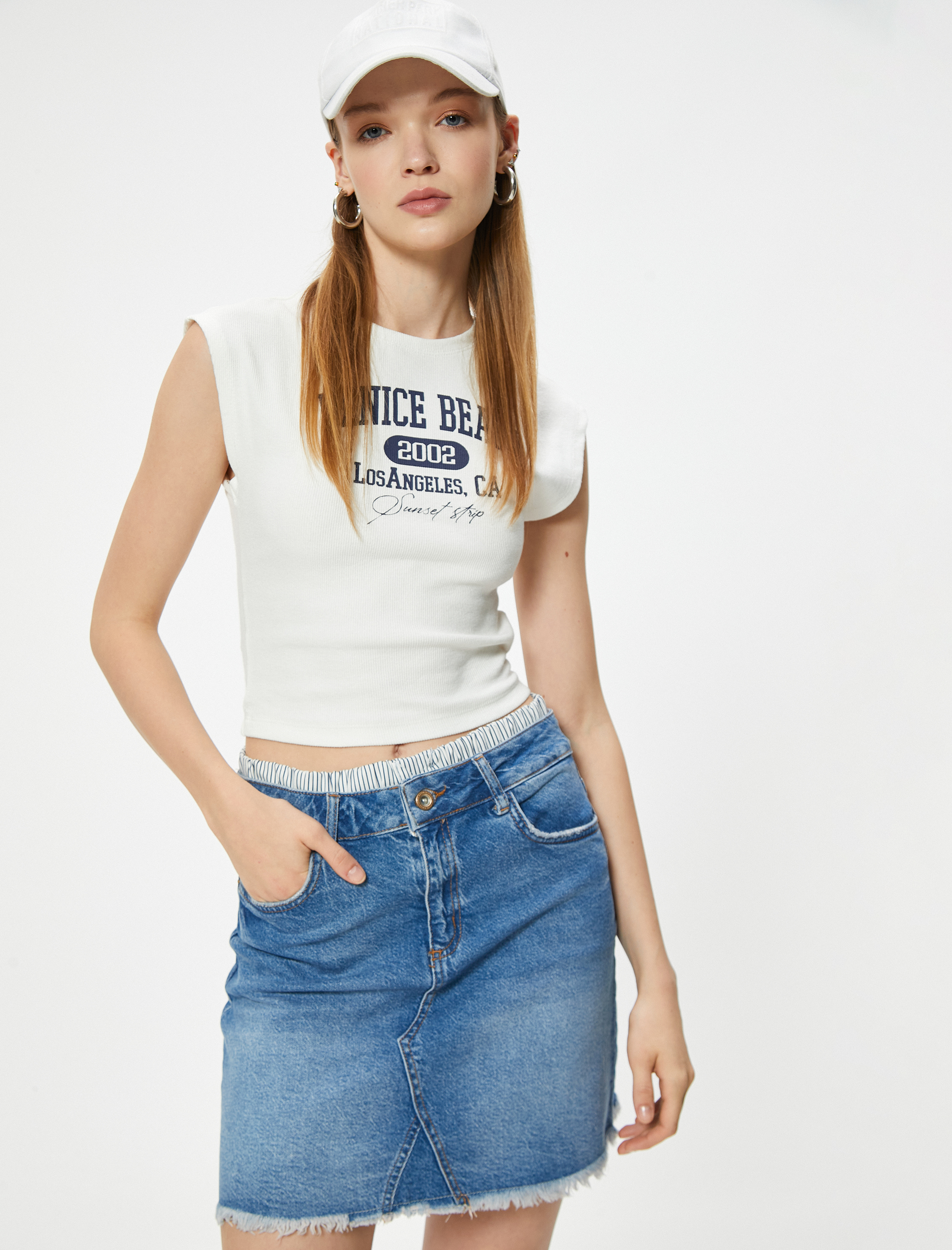   Mini Kot Etek Çift Bel Detaylı Düğmeli Rahat Kesim