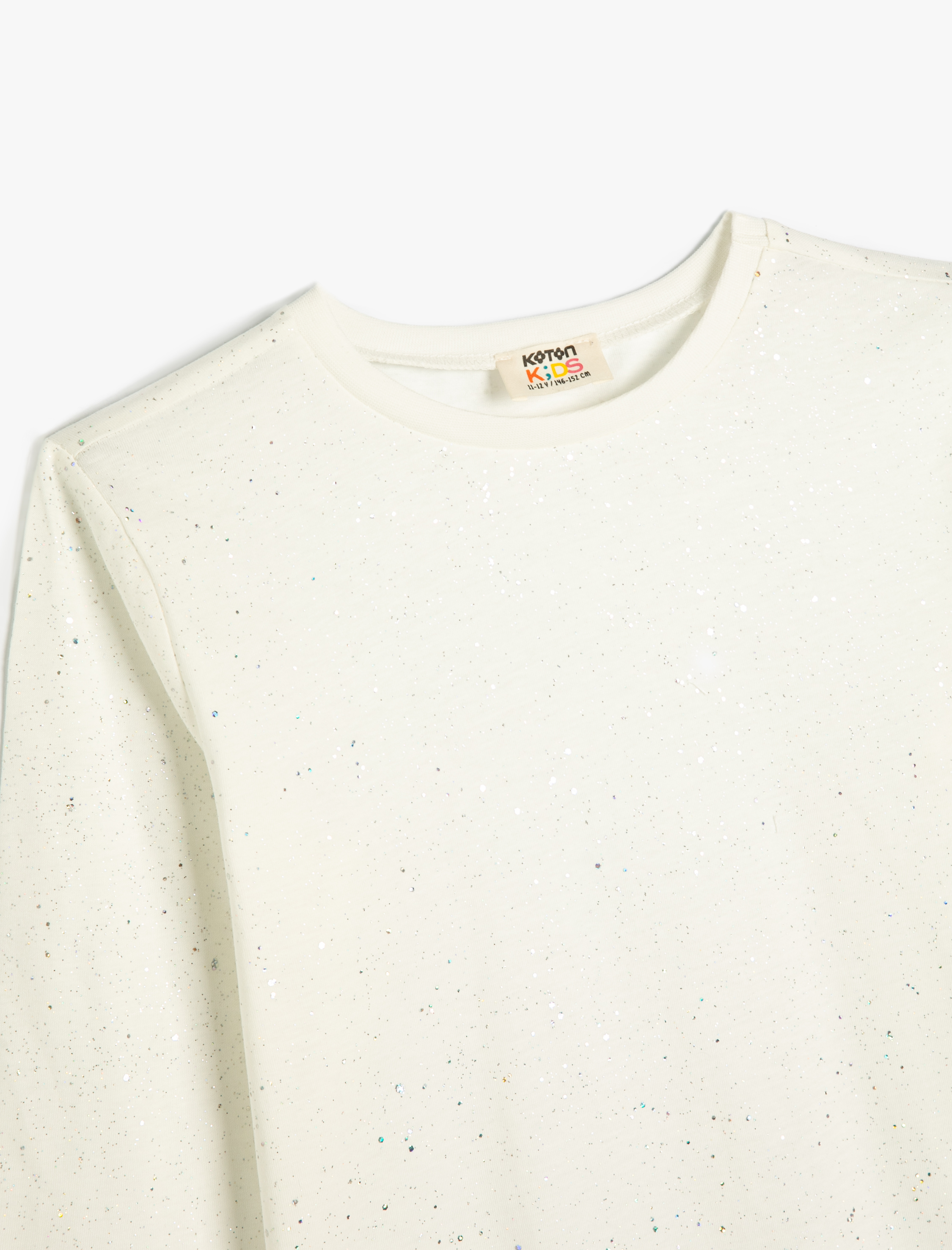  Kız Çocuk Tişört Uzun Kollu Sim Detaylı Bisiklet Yaka Pamuklu