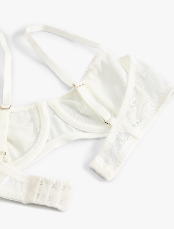  Transparan Balenli Sütyen Parlak Varak Baskılı  Dolgusuz Kapsız