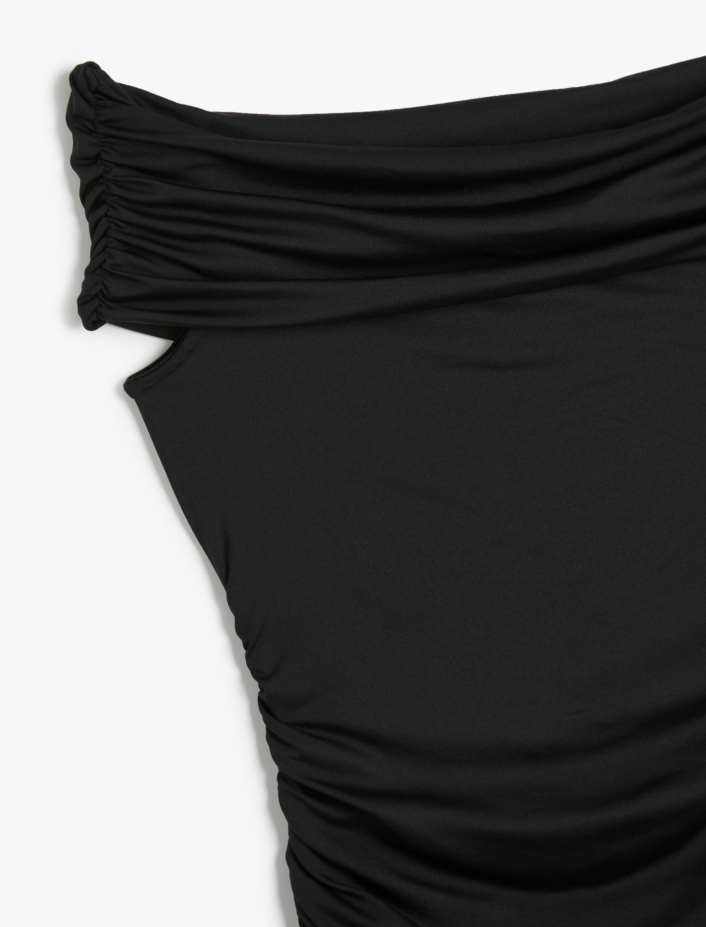   Mini Slip Elbise Kayık Yaka Drapeli Slim Fit Kolsuz