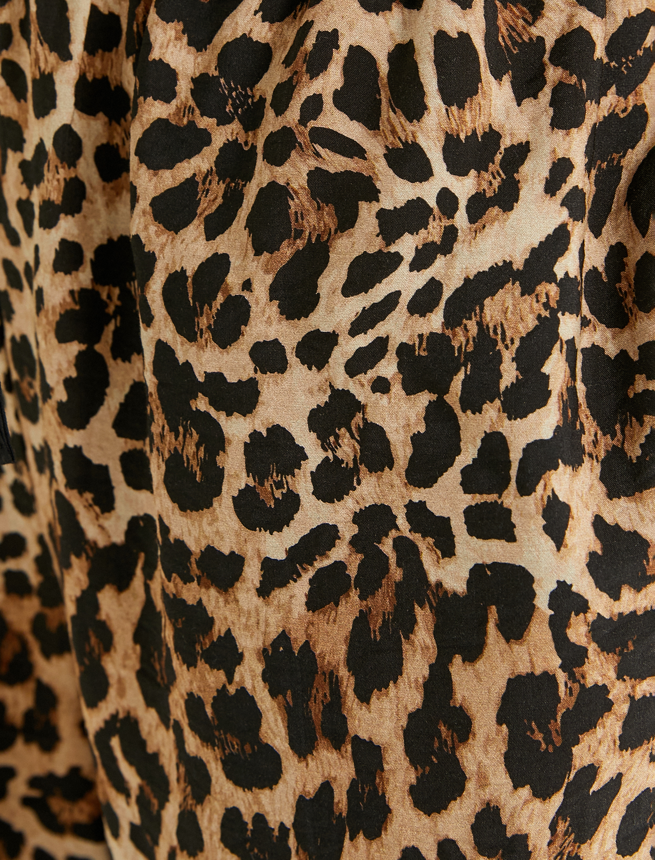 Leopar Desenli Pantolon Bol Paça Rahat Kalıp Cepli