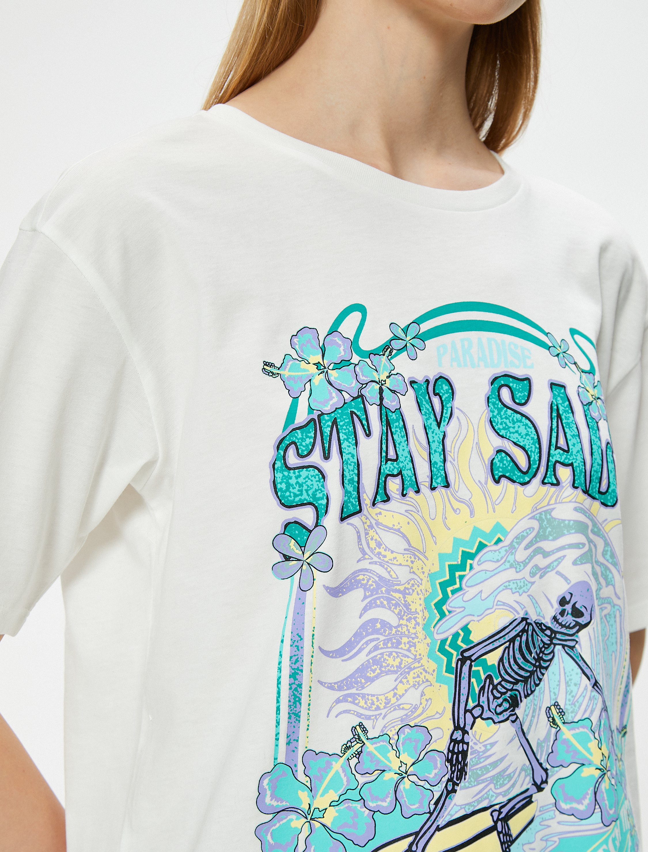   Baskılı Tişört Kısa Kollu Bisiklet Yaka Relax Fit Pamuklu