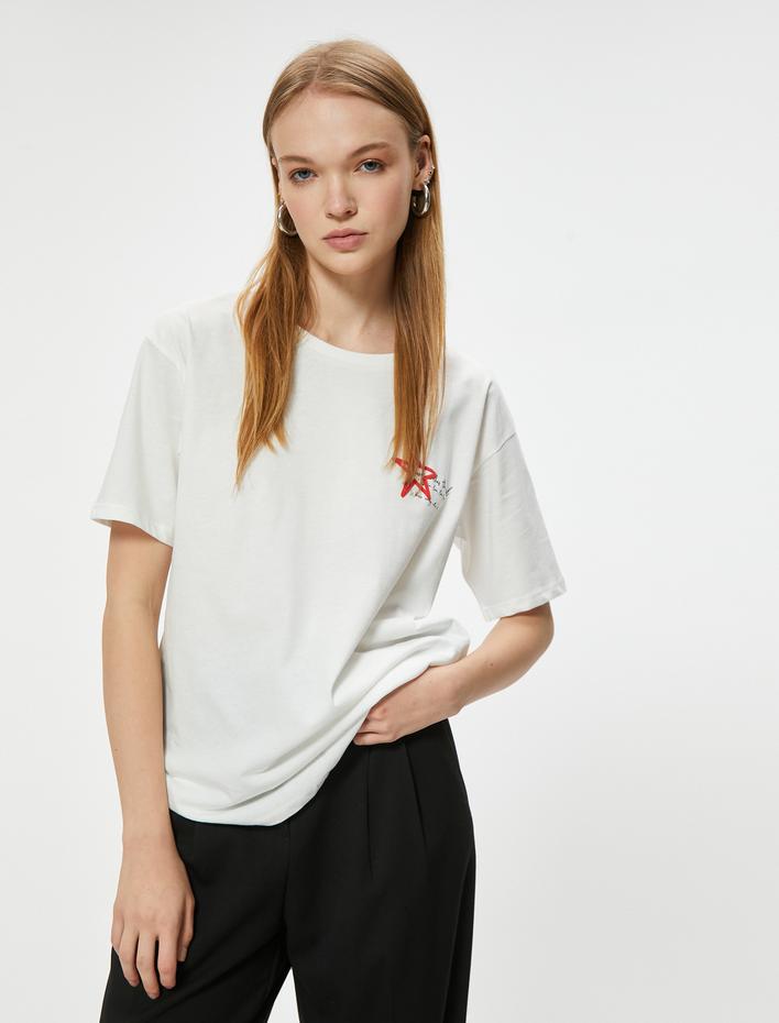  Arkası Baskılı Oversize Bisiklet Yaka Tişört