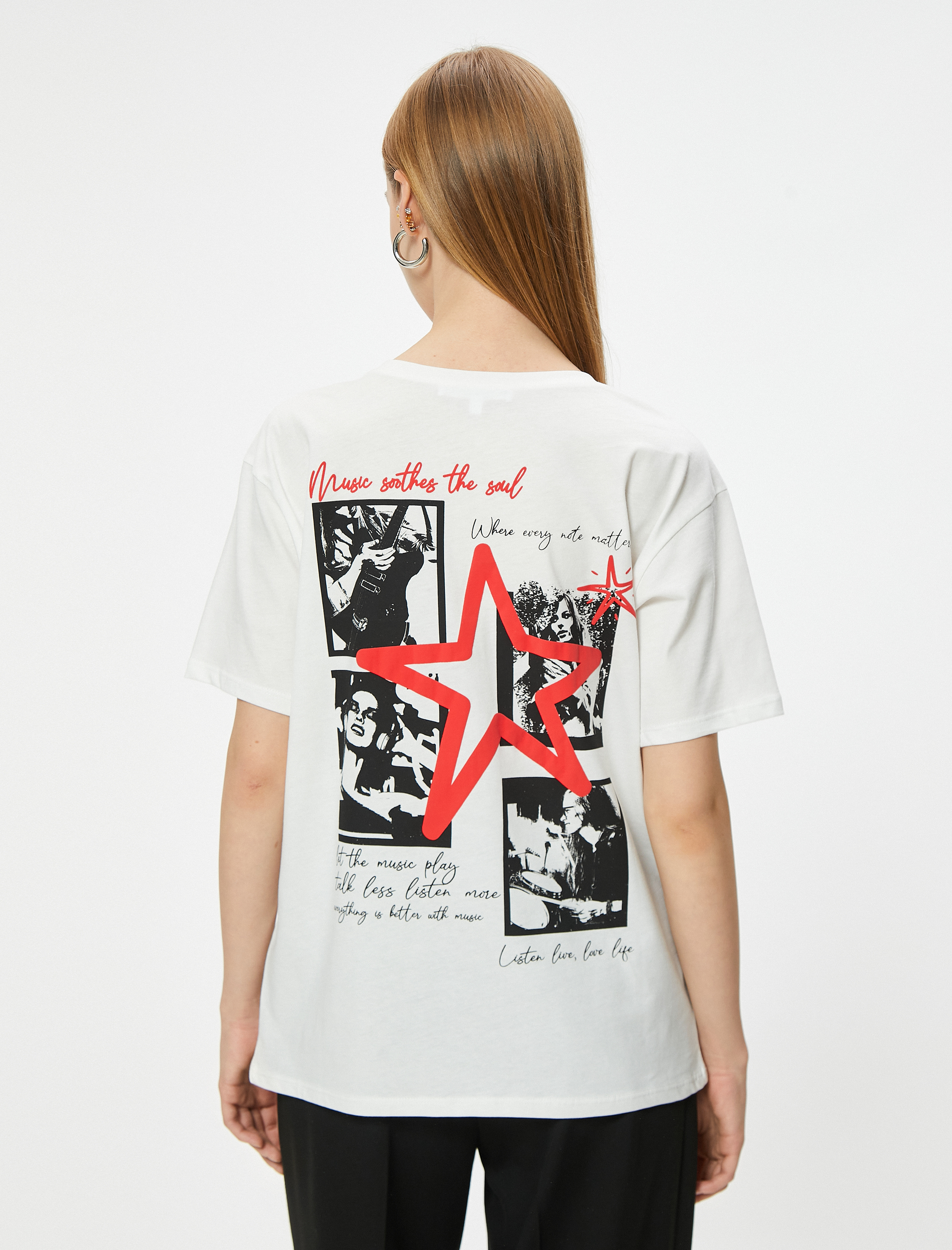   Arkası Baskılı Oversize Bisiklet Yaka Tişört