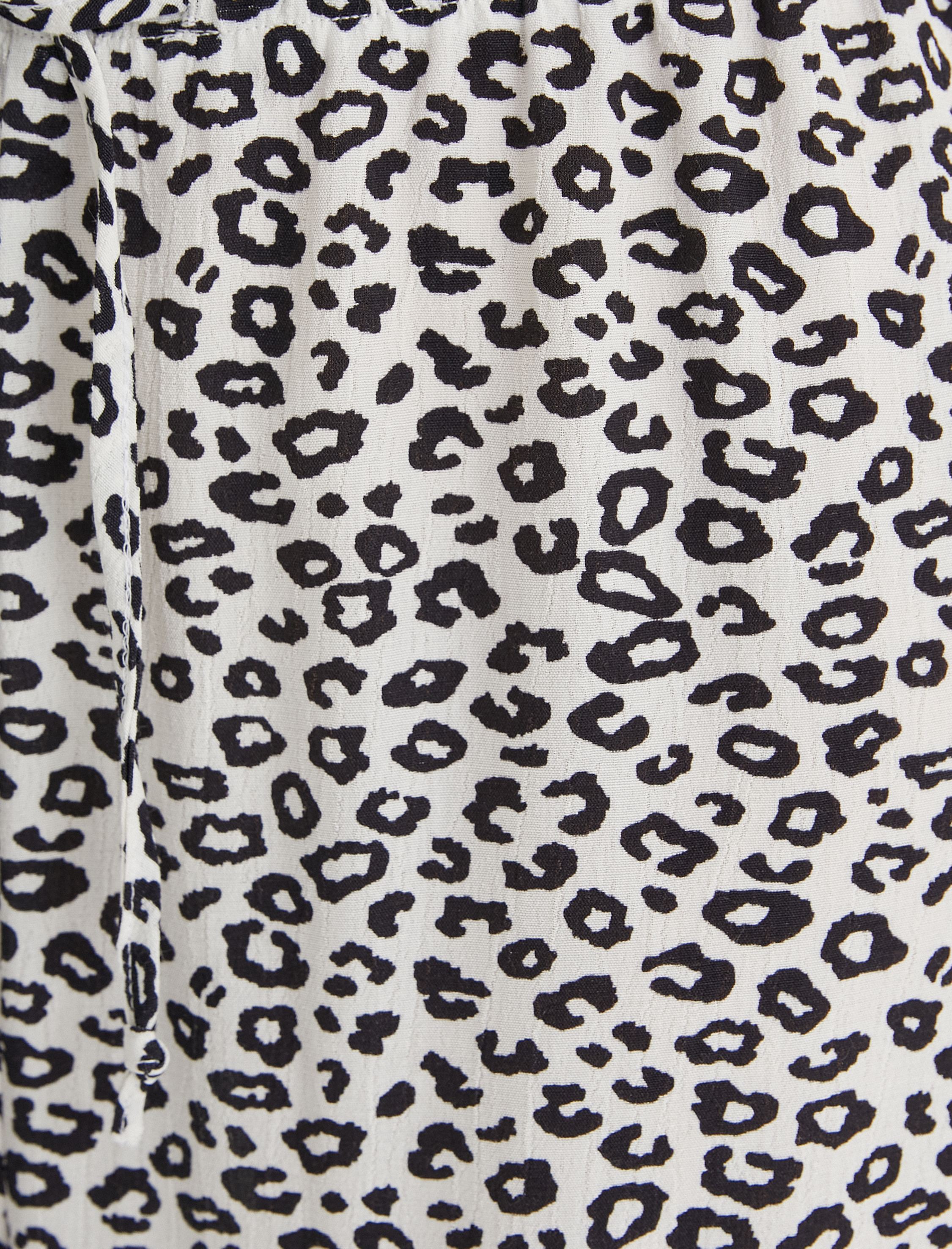   Leopar Desenli Pantolon Beli Bağcıklı Viskon Kumaş