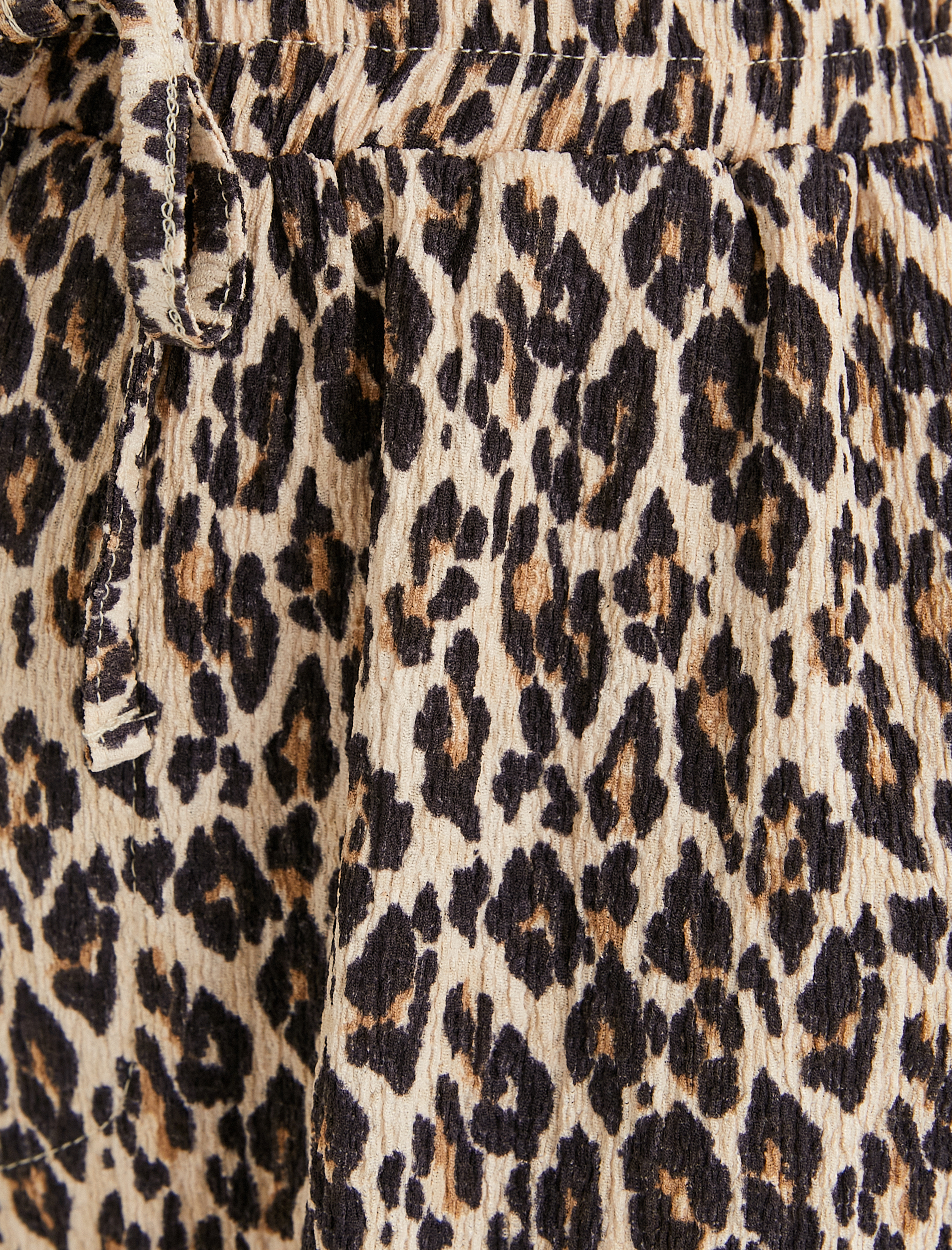   Leopar Desenli Şort Cepli Beli Bağlamalı