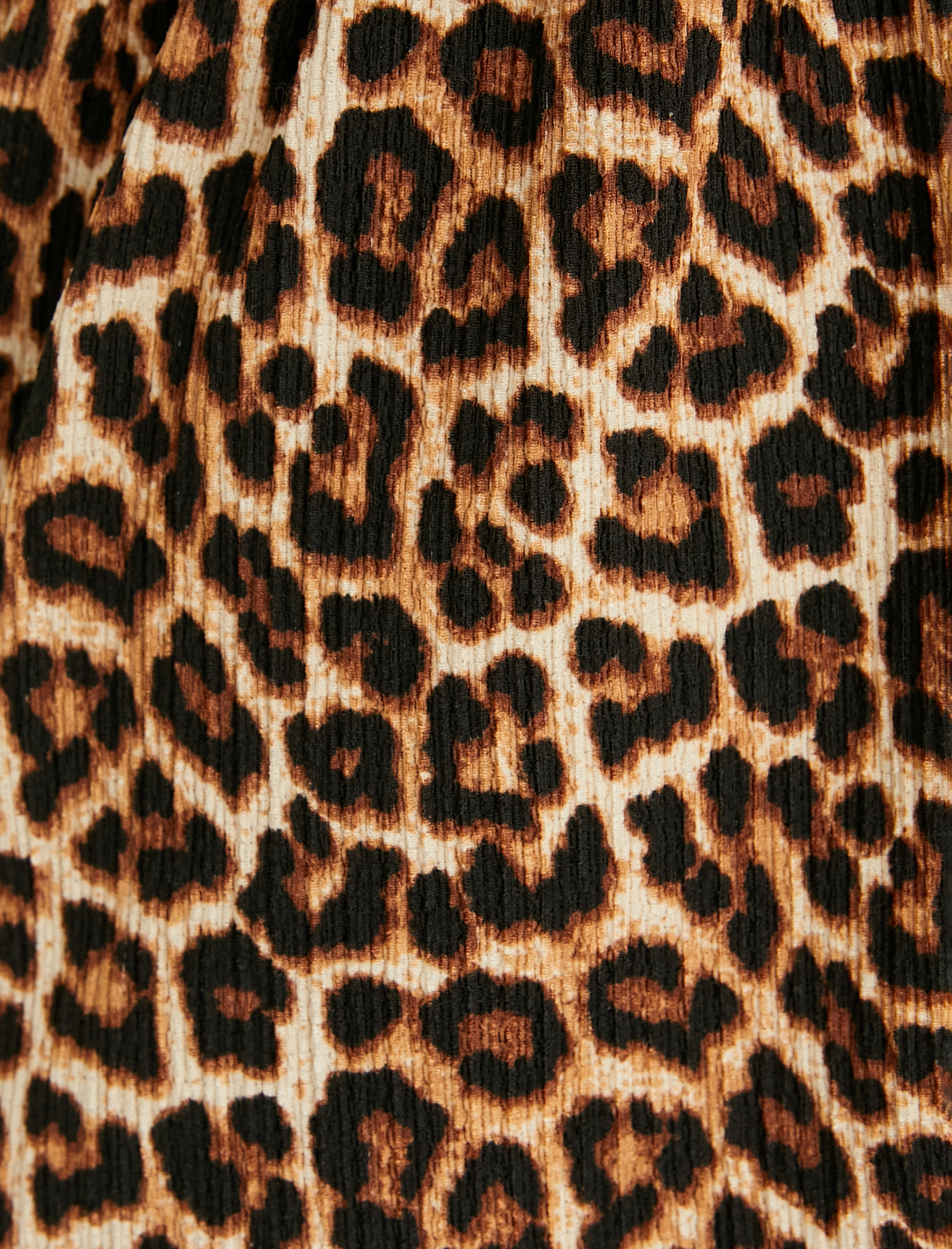   Mini Şort Leopar Desenli Beli Bağcıklı Slim Fit Bürümcük