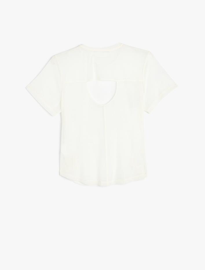  Tül Detaylı Spor Tişört Relax Fit Kısa Kollu Bisiklet Yaka