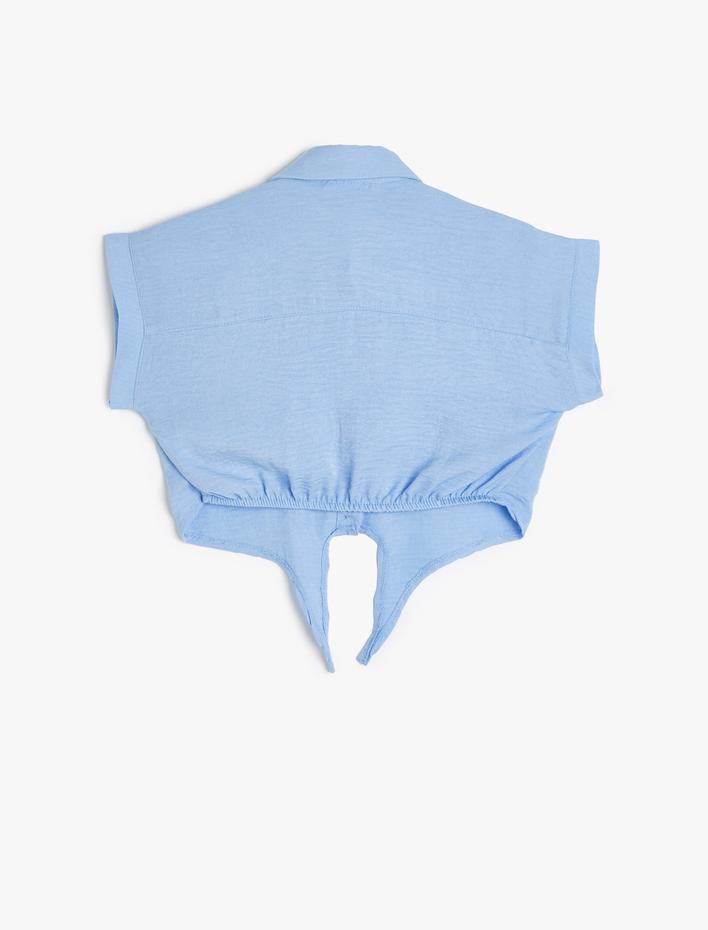 Kız Çocuk Gömlek Önden Bağlamalı Cepli