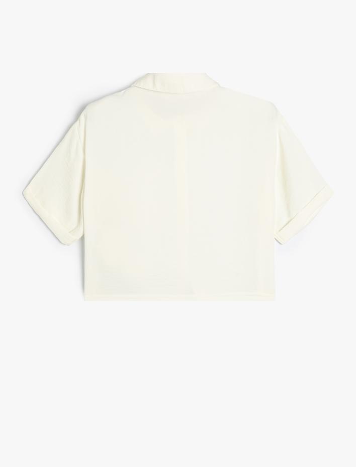 Kız Çocuk Crop Gömlek Kısa Kollu Cep Detaylı