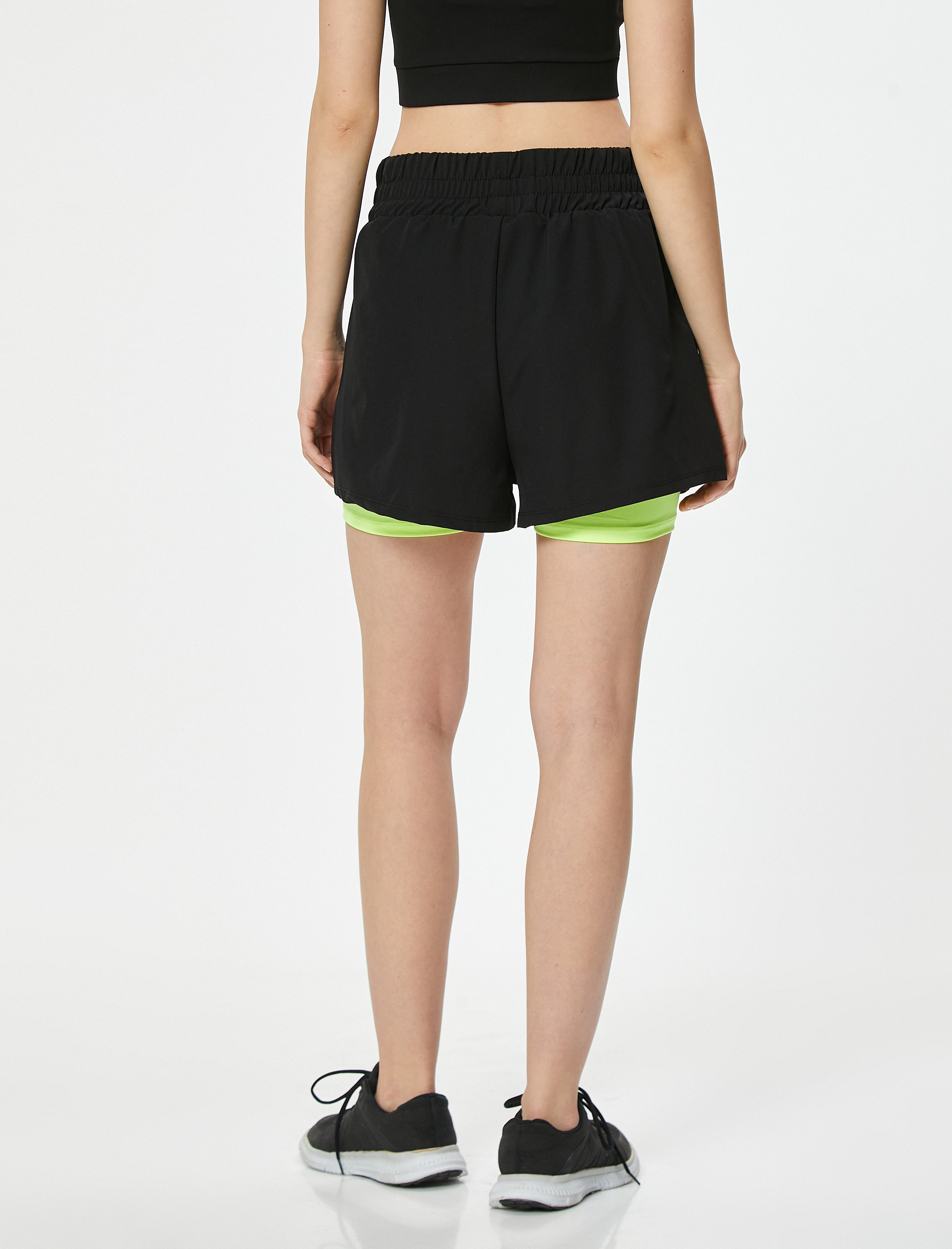   Yüksek Bel Slim Fit Paraşüt Taytlı Spor Şort