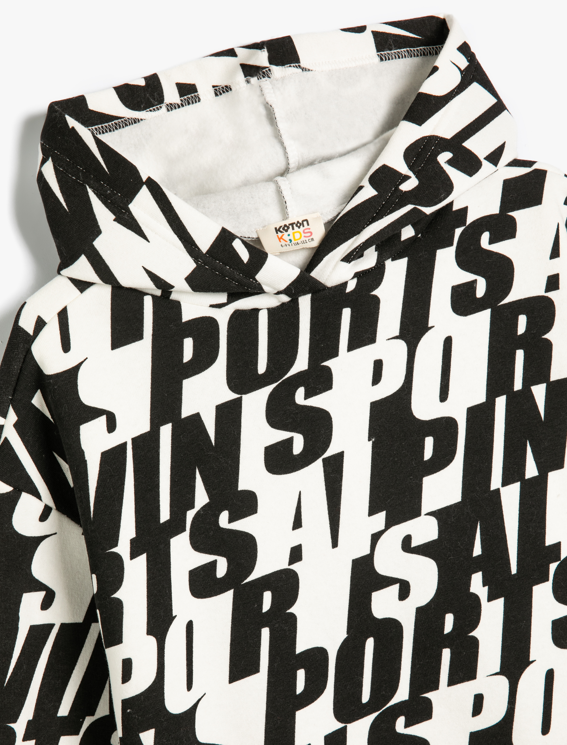  Kız Çocuk Kapşonlu Sweatshirt Uzun Kollu Desenli Şardonlu