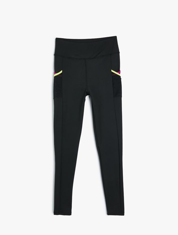  Spor Tayt Yüksek Bel Biyeli Skinny Fit İnterlok