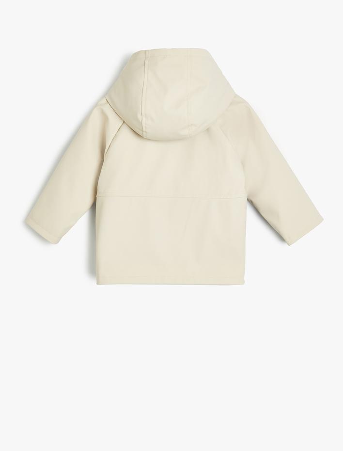 Erkek Bebek Kapşonlu Yağmurluk Peluş Astarlı Kapaklı Cepli