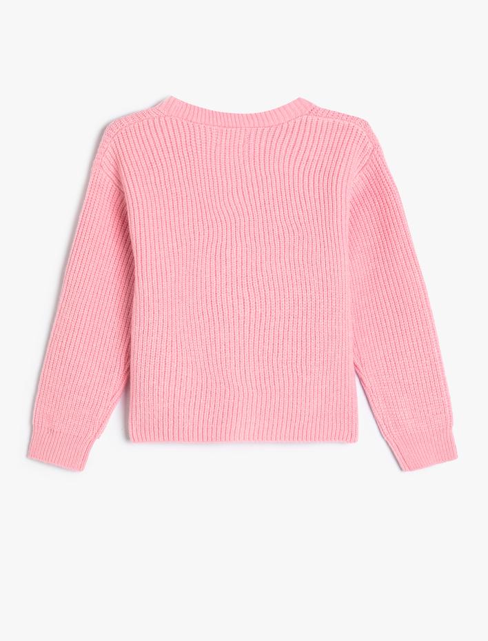 Kız Çocuk Basic Hırka V Yaka Düğme Detaylı