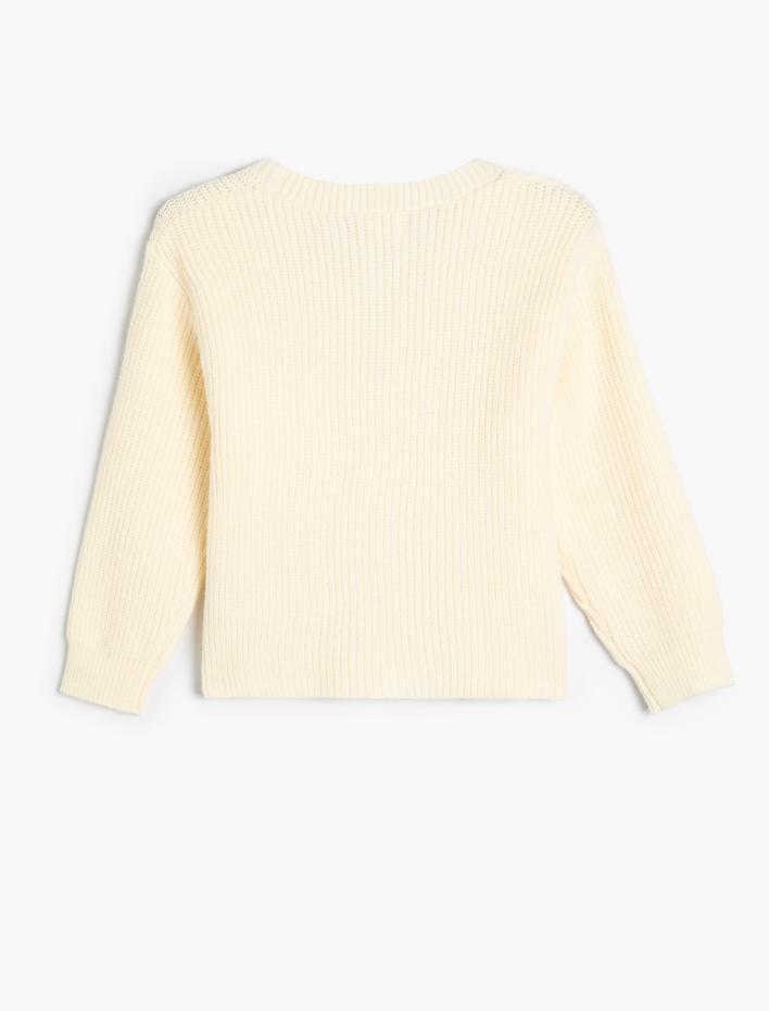 Kız Çocuk Basic Hırka V Yaka Düğme Detaylı