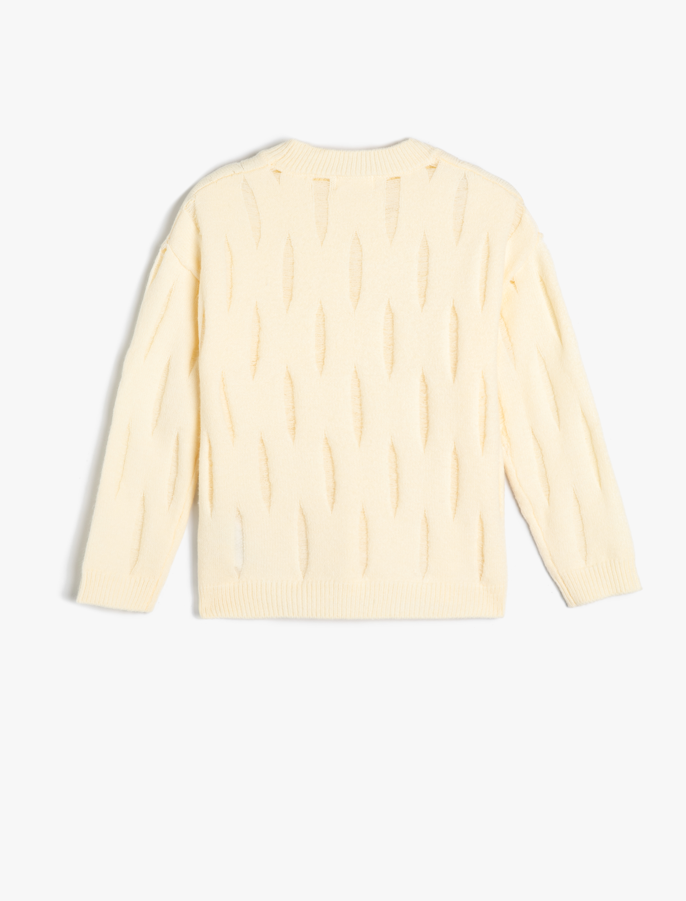 Kız Çocuk Sweatshirt Dokulu Bisiklet Yaka Uzun Kollu