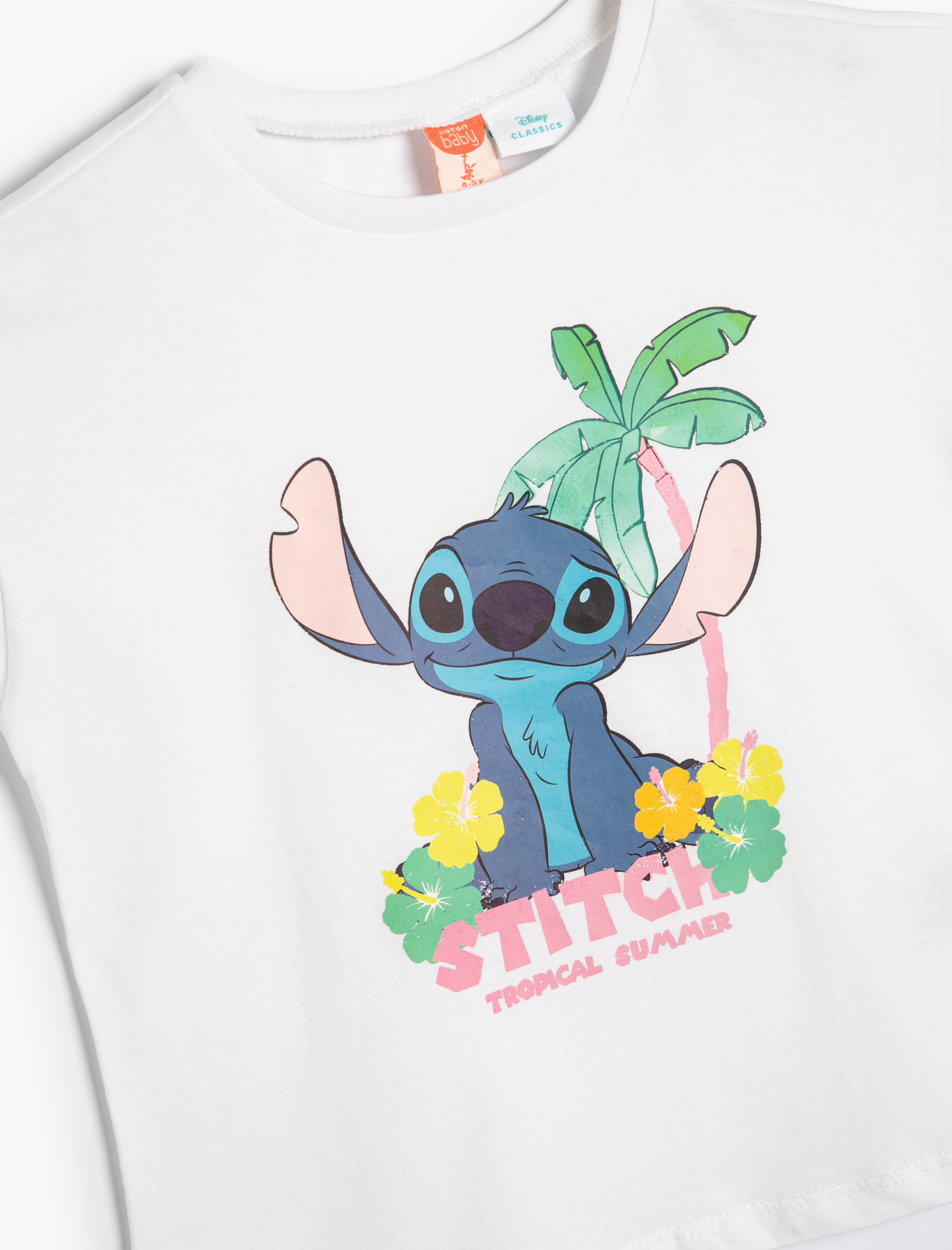  Kız Bebek Stitch Tişört Lisanslı Kısa Kollu Bisiklet Yaka Pamuklu