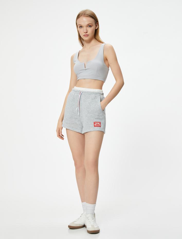  Sporcu Sütyeni V Yaka Kaplı Slim Fit
