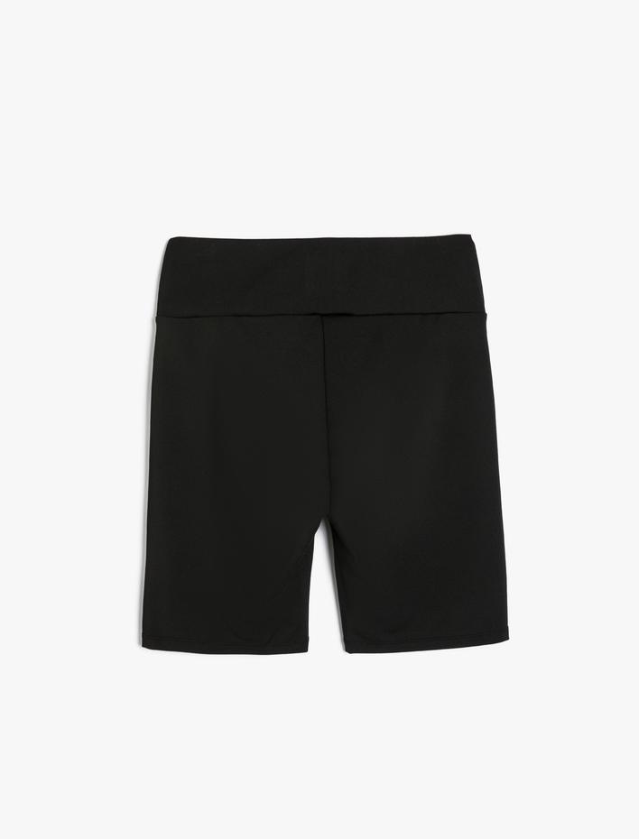  Spor Biker Tayt Yüksek Bel Baskılı Slim Fit İnterlok