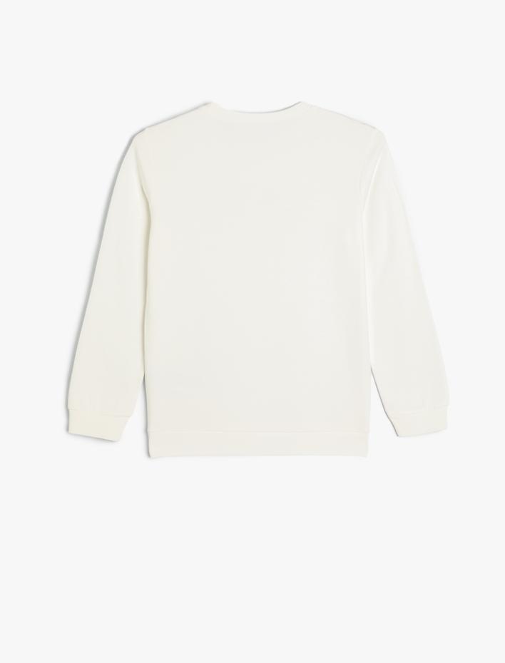 Kız Çocuk Pamuklu Uzun Kollu Yılbaşı Temalı Baskılı Şardonlu Sweatshirt