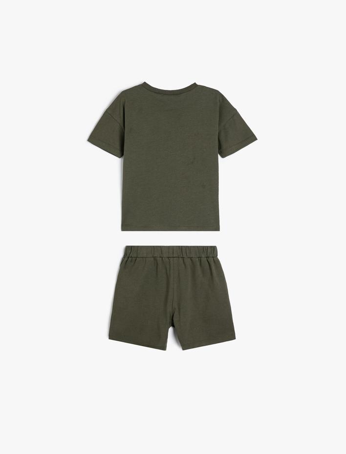 Erkek Bebek Takım 2'li Şort Tişört Aslan Baskılı Pamuklu
